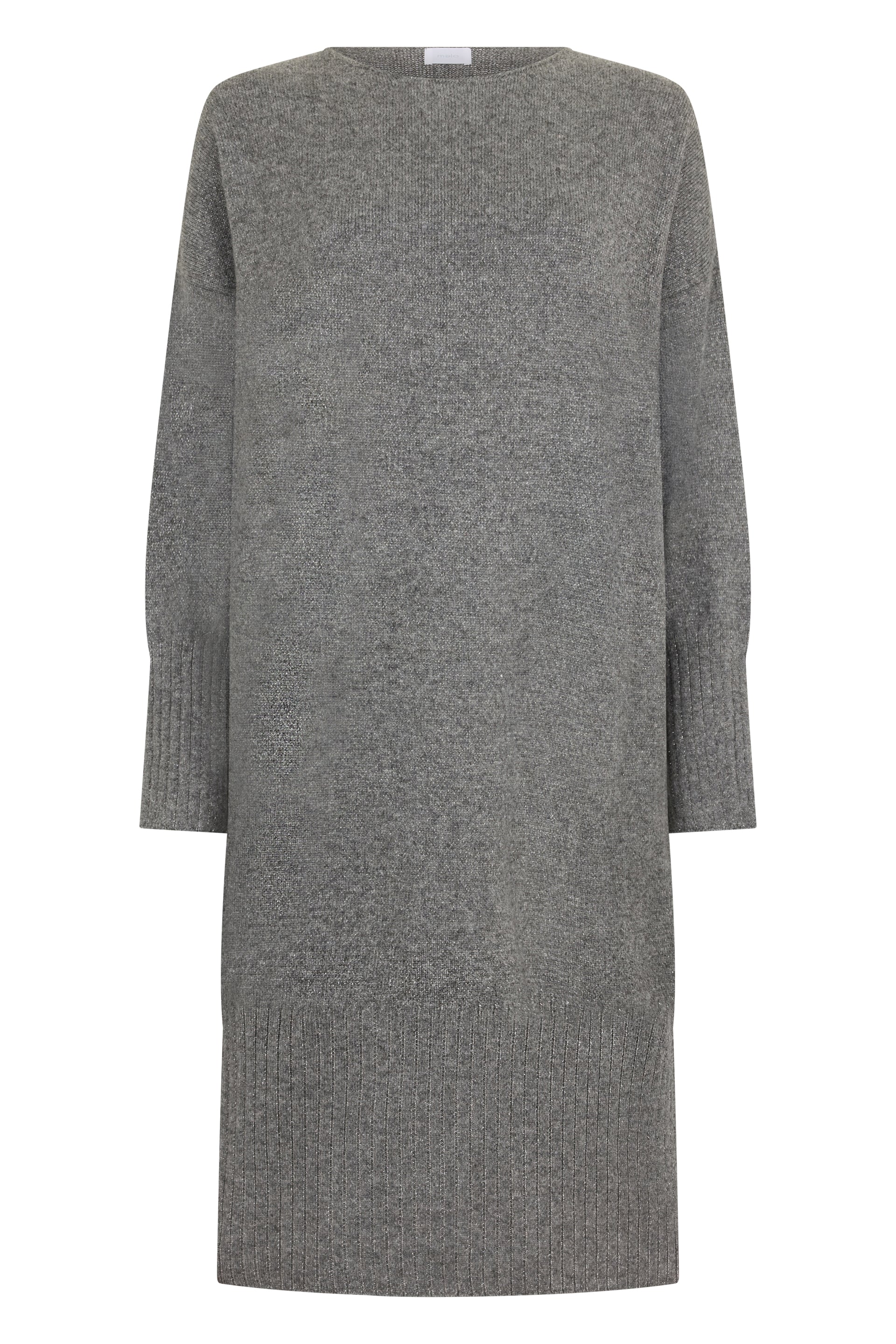 Long gray dress with boat neck