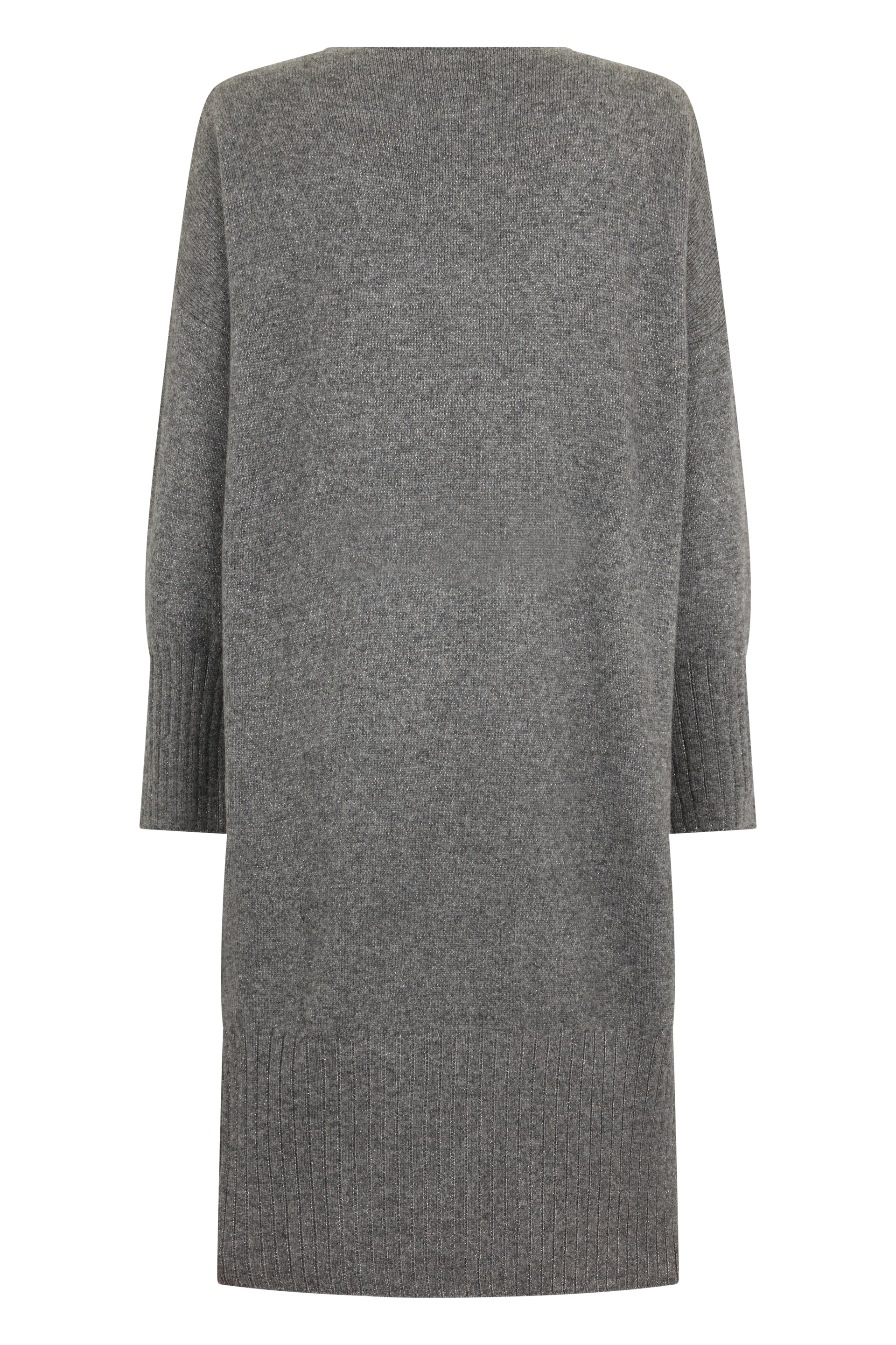 Long gray dress with boat neck