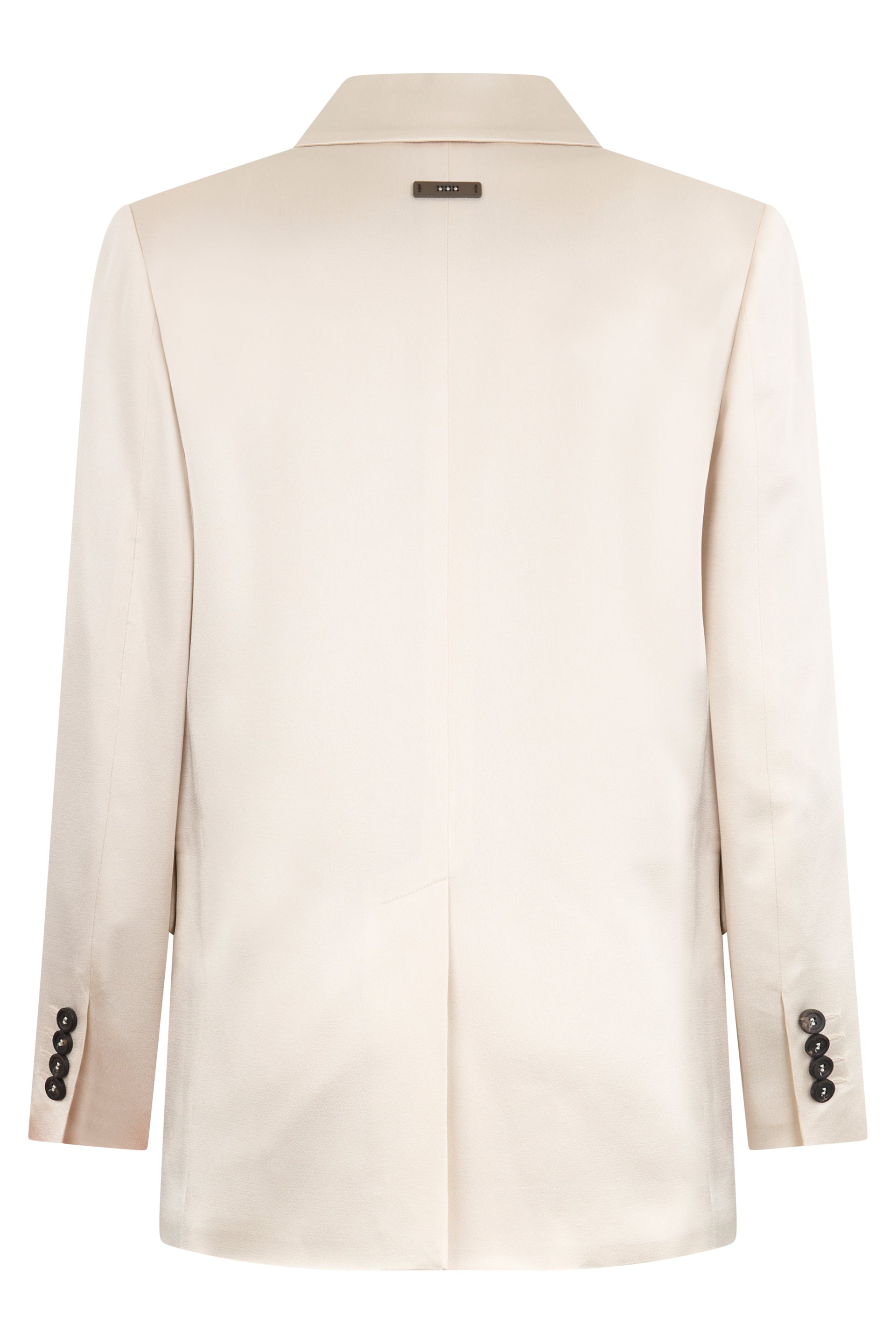 Elegant sand-colored blazer with classic collar.