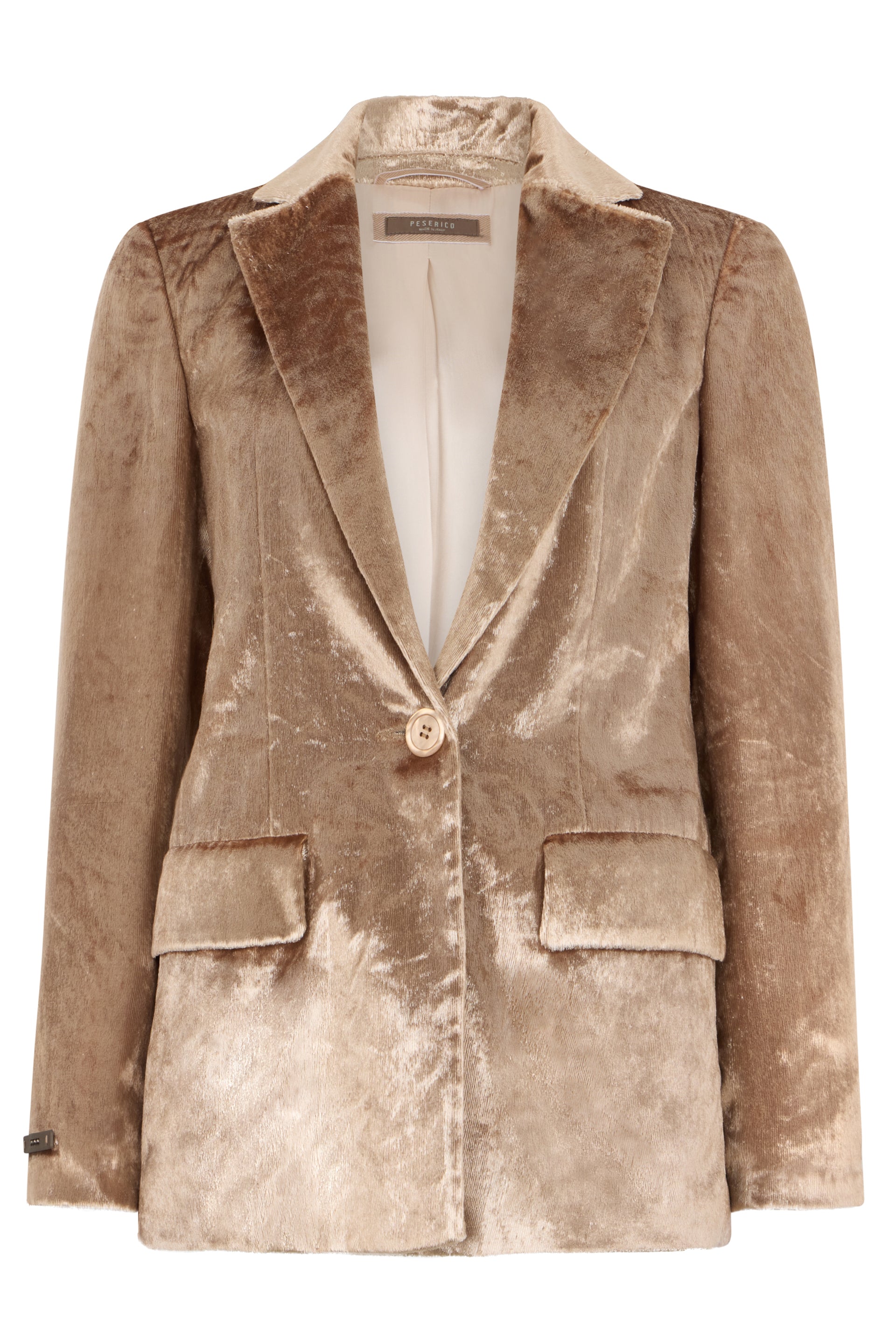 Beige blazer in elegant and versatile velvet.