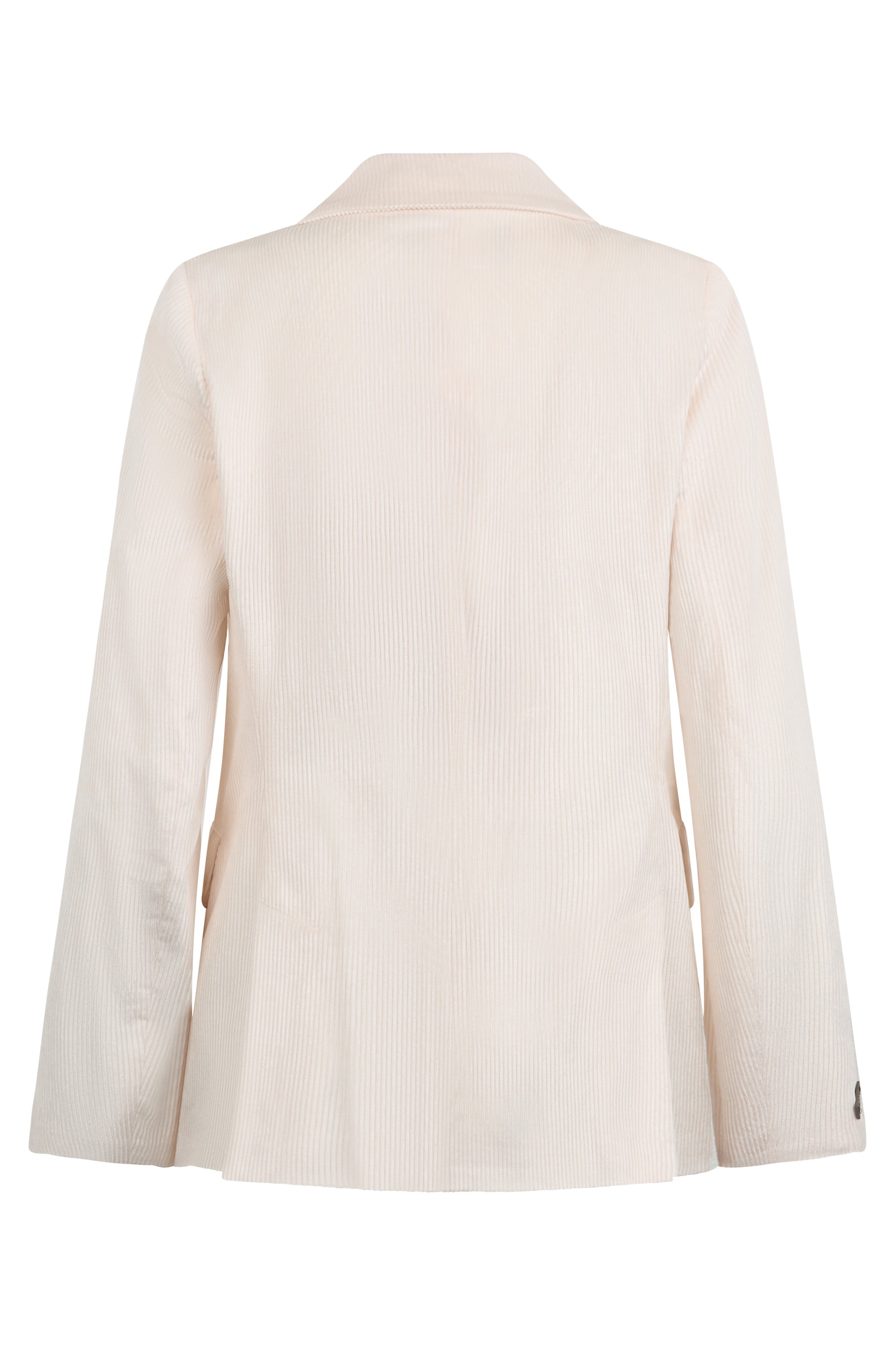 Double-breasted jacket in sand color with minimal and elegant design.