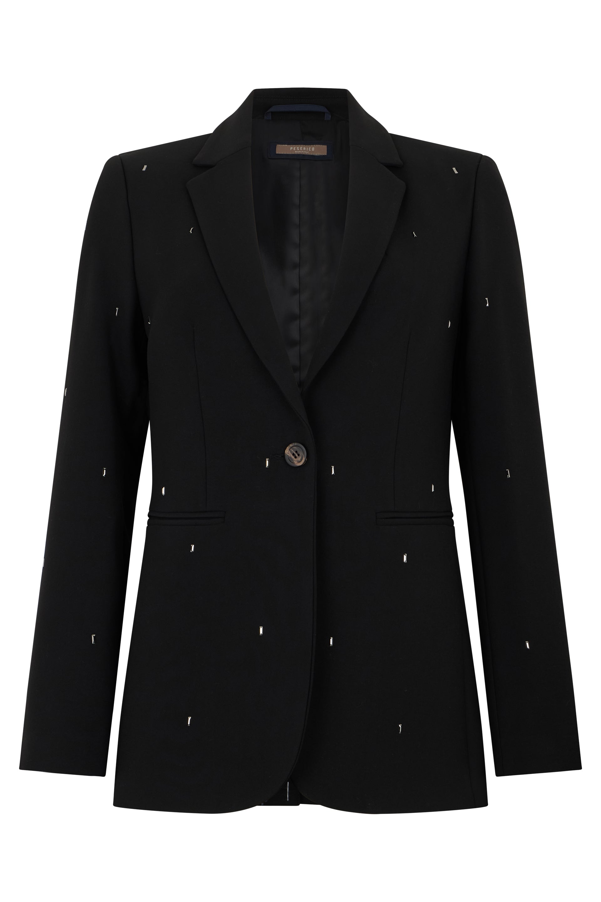 Classic black blazer with an elegant and versatile design.