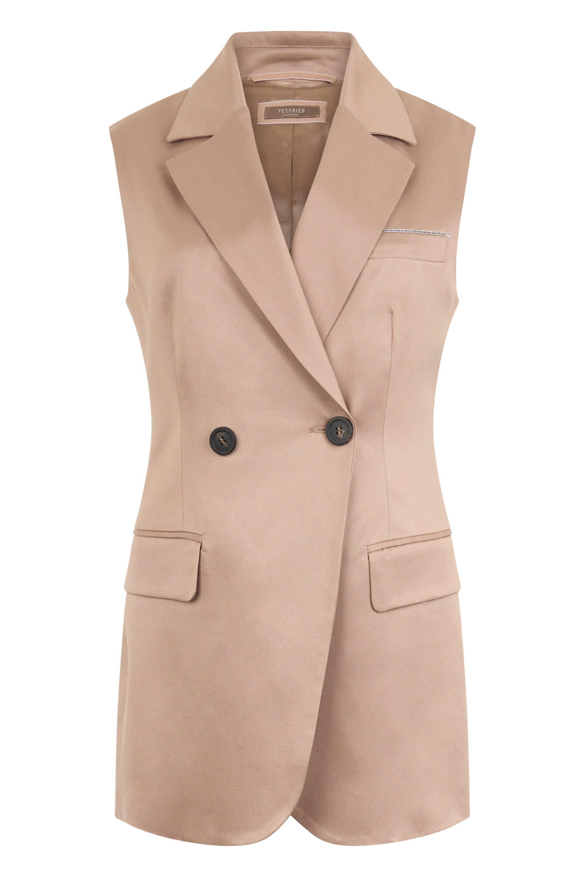 Elegant beige blazer with double-breasted closure.