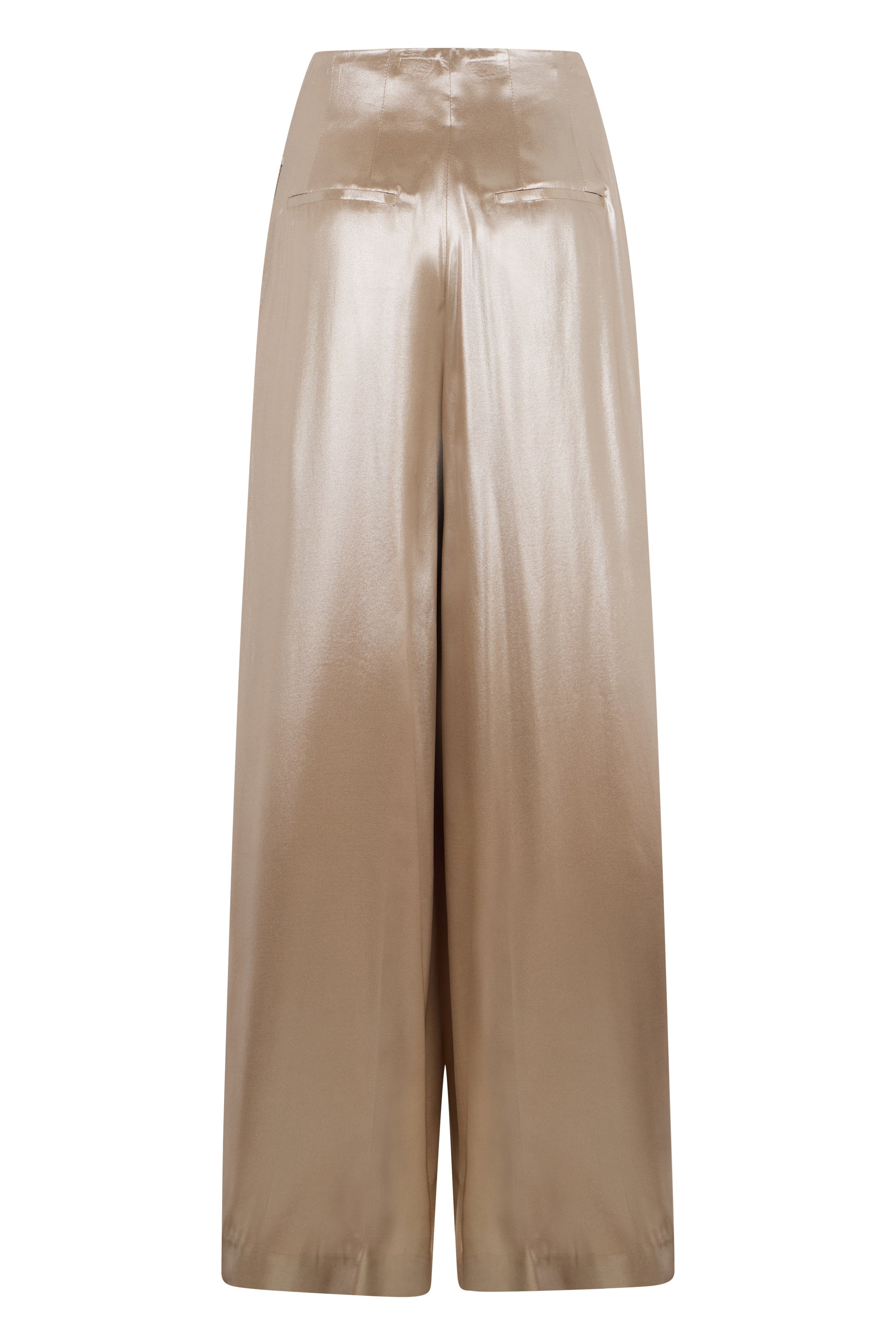 Beige high-waisted trousers with a straight and spacious cut, elegant and versatile.