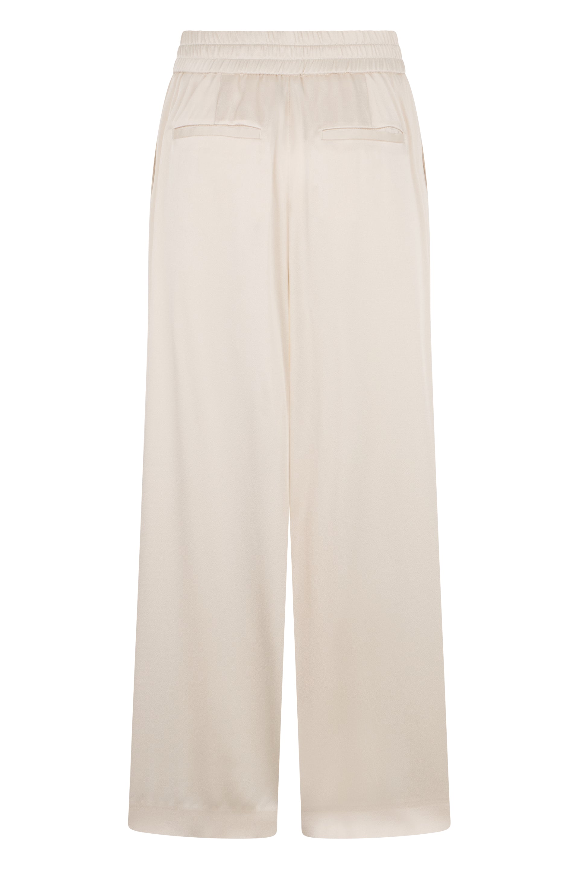 Beige wide-leg high-waisted pants with a minimalist and elegant design.