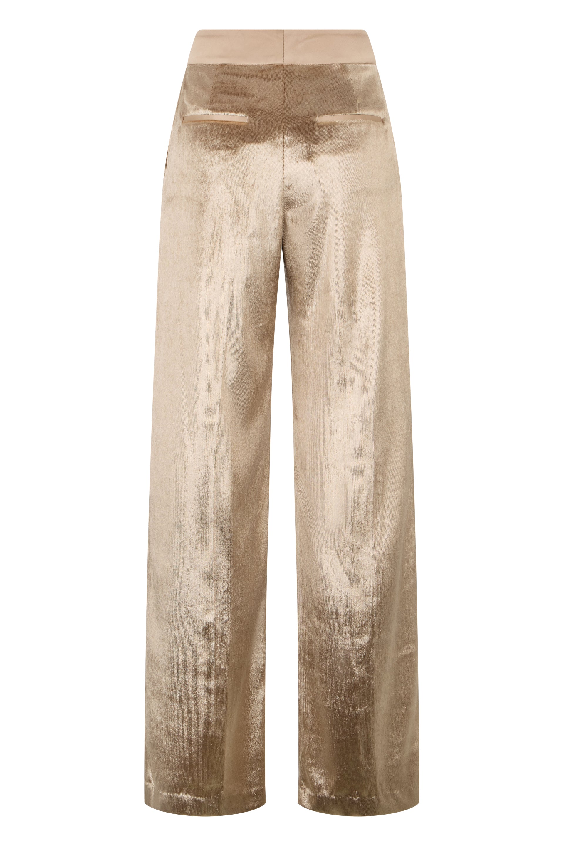Beige long pants with a high waist and a loose fit, ideal for a chic and fashionable look.