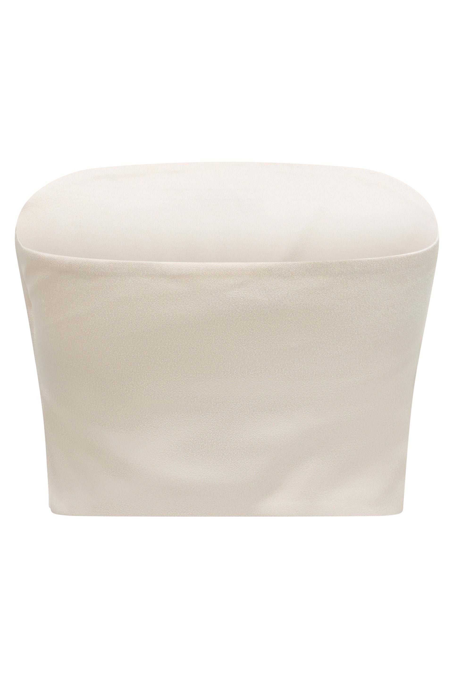 Sleeveless top in off-white color with ruched effect.