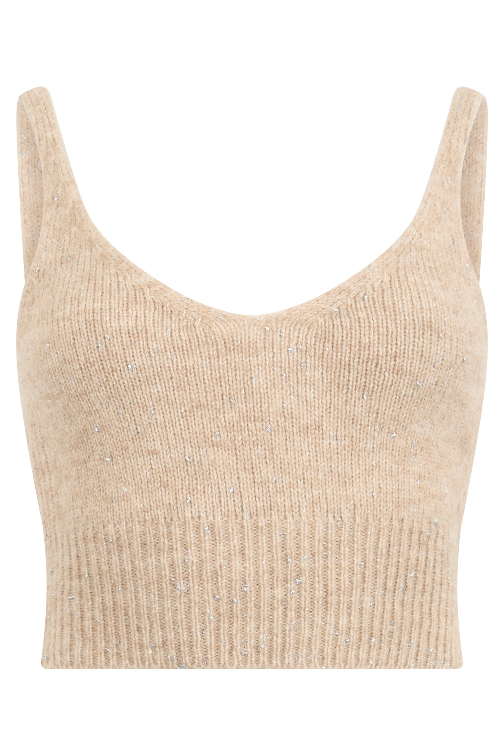 Beige knitted top with a versatile style.