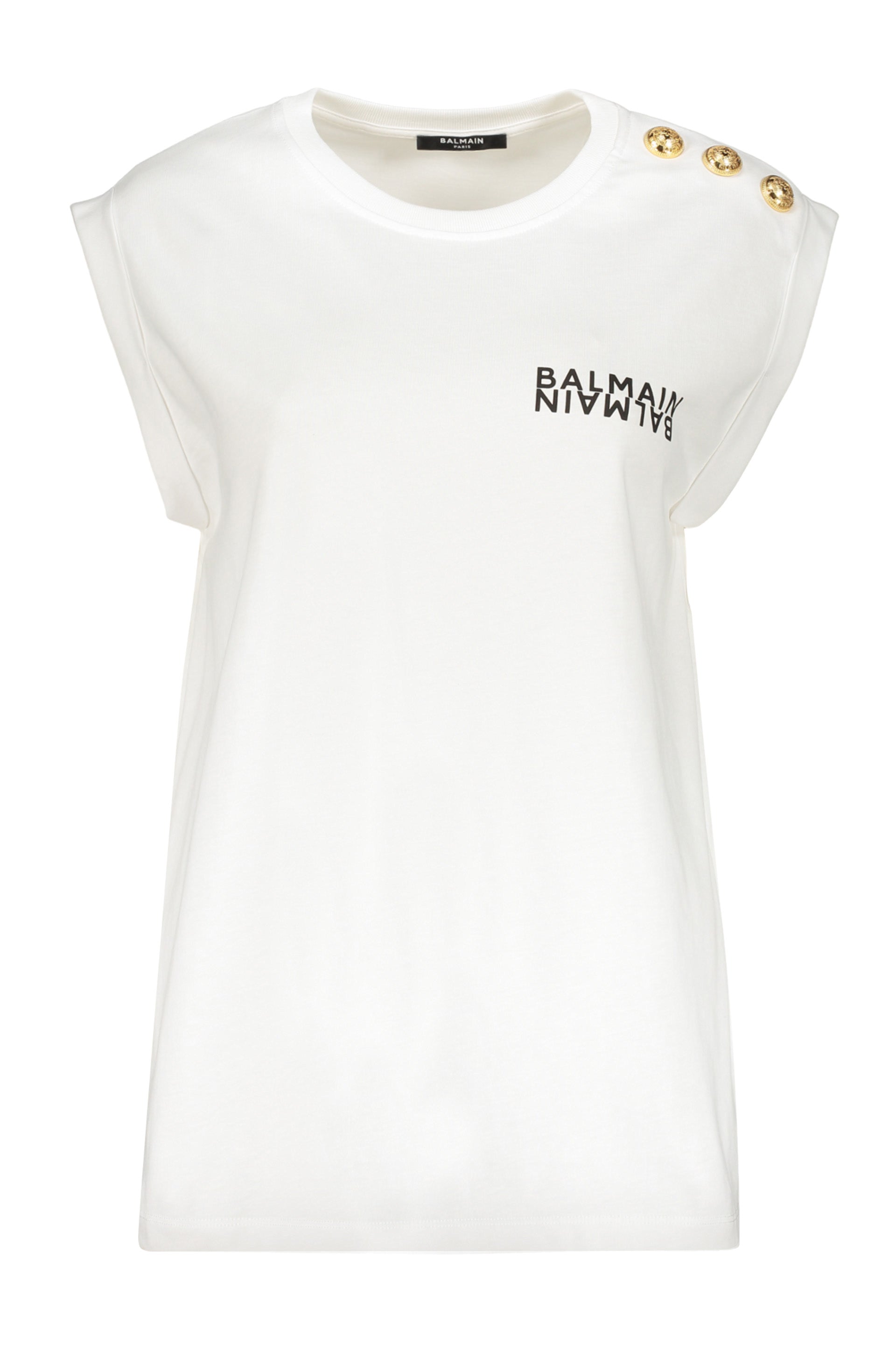 white T-shirt with short sleeves