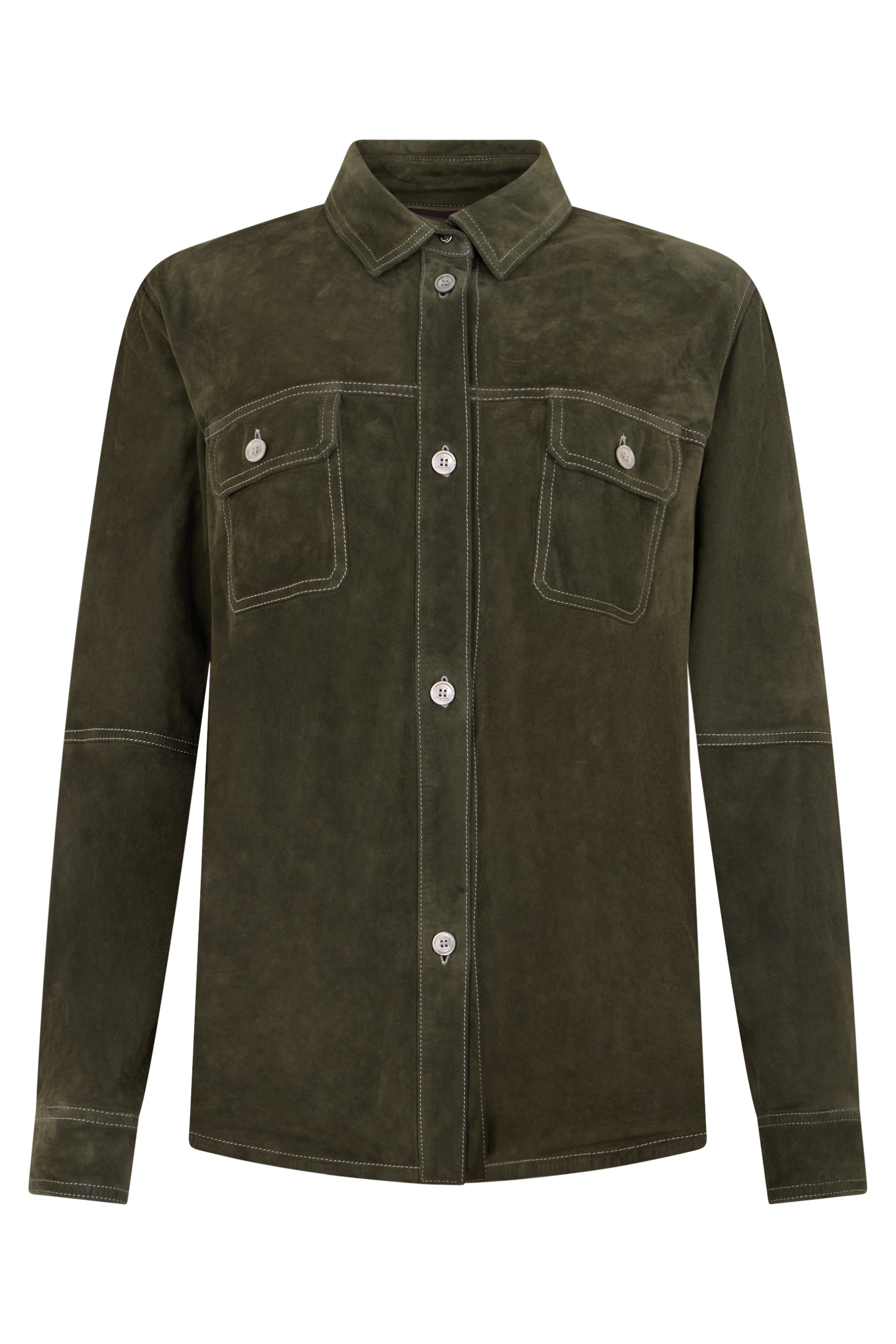 Versatile and comfortable green khaki leather jacket
