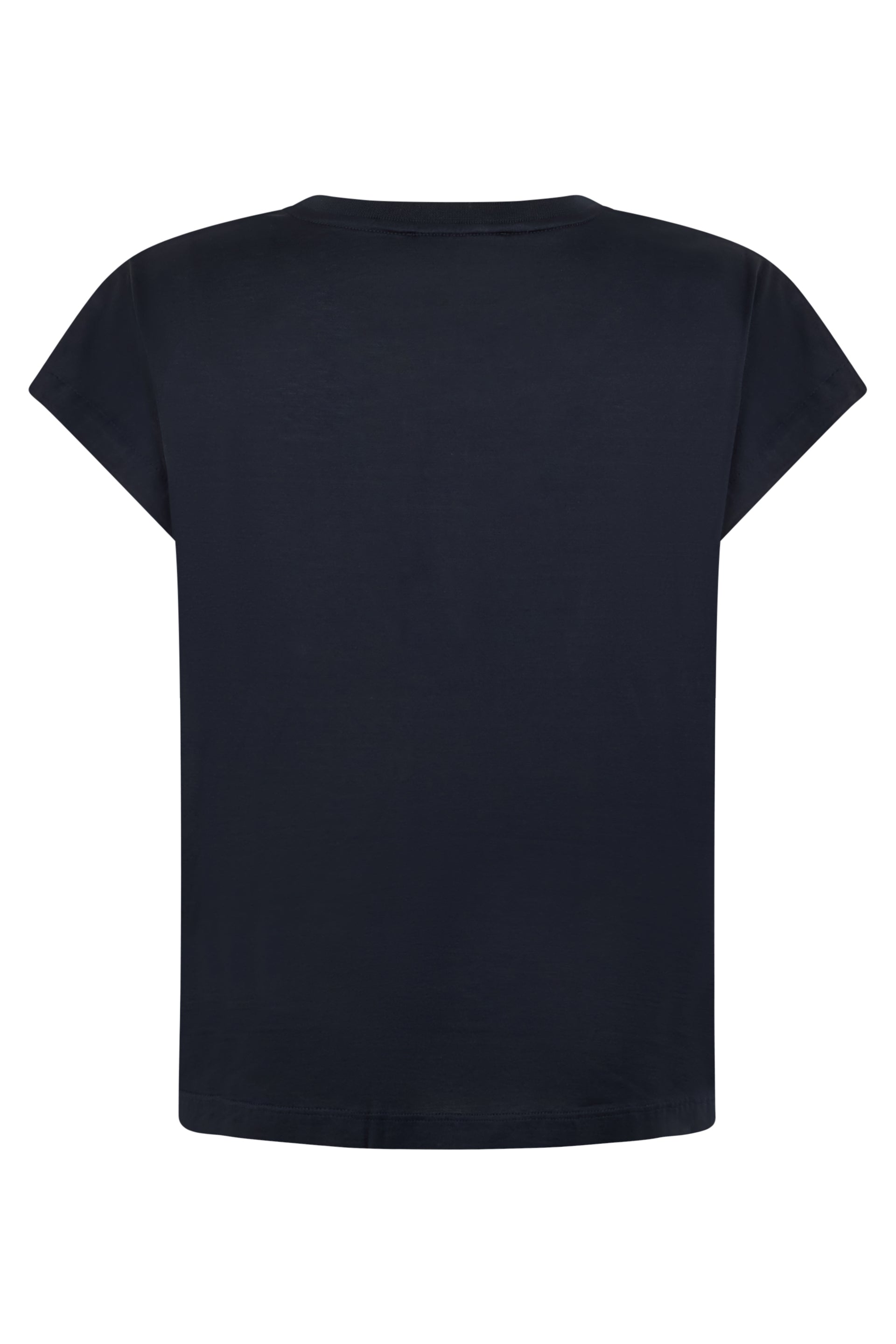 Dark blue minimalist cotton versatile T-shirt.