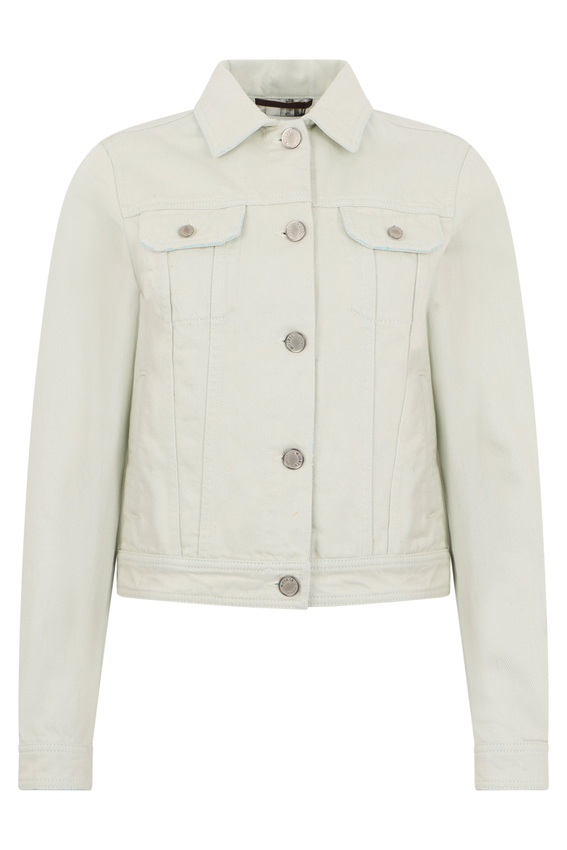 White cropped denim jacket, minimal and versatile.