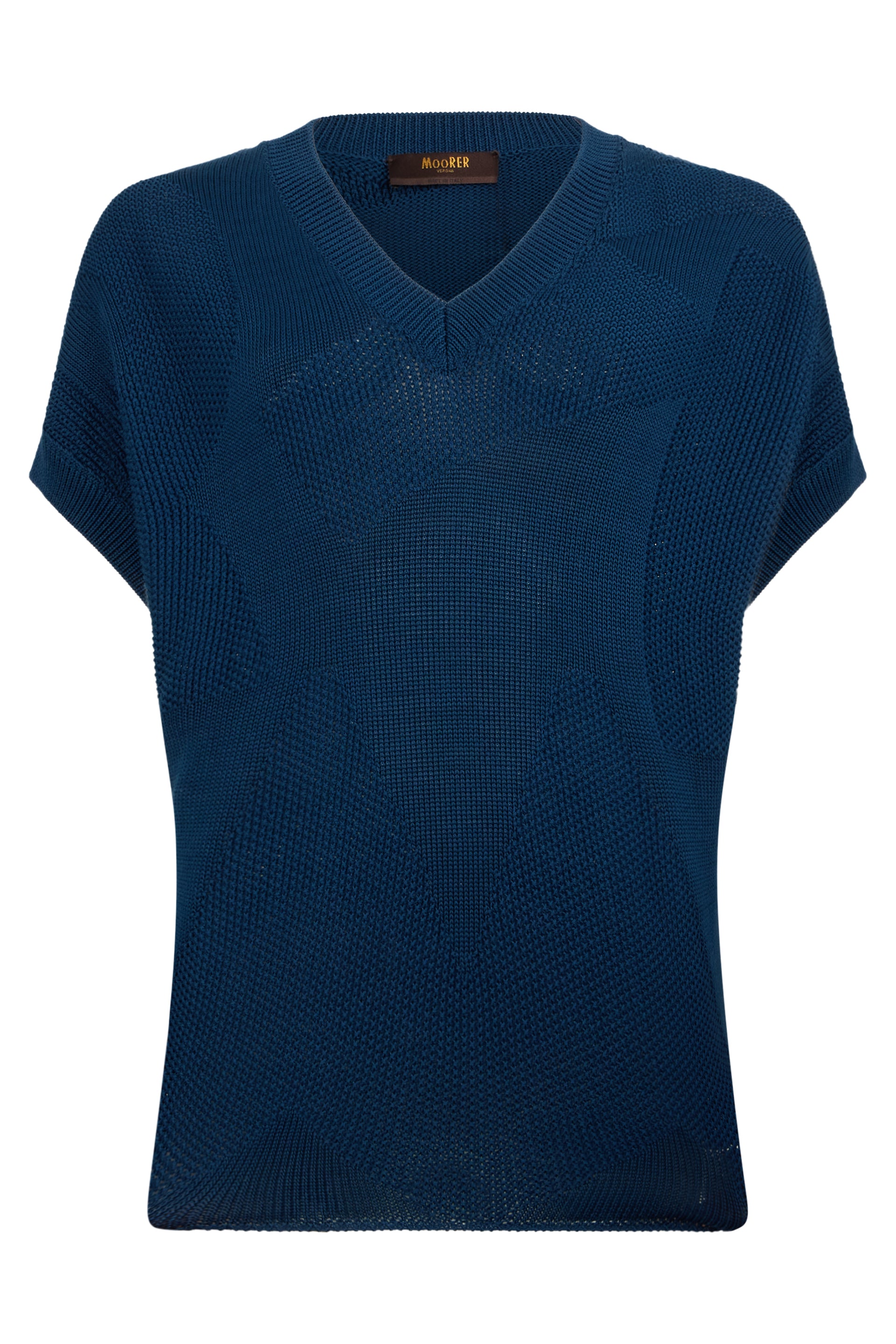 Dark blue sweater with short sleeves, comfortable and versatile.