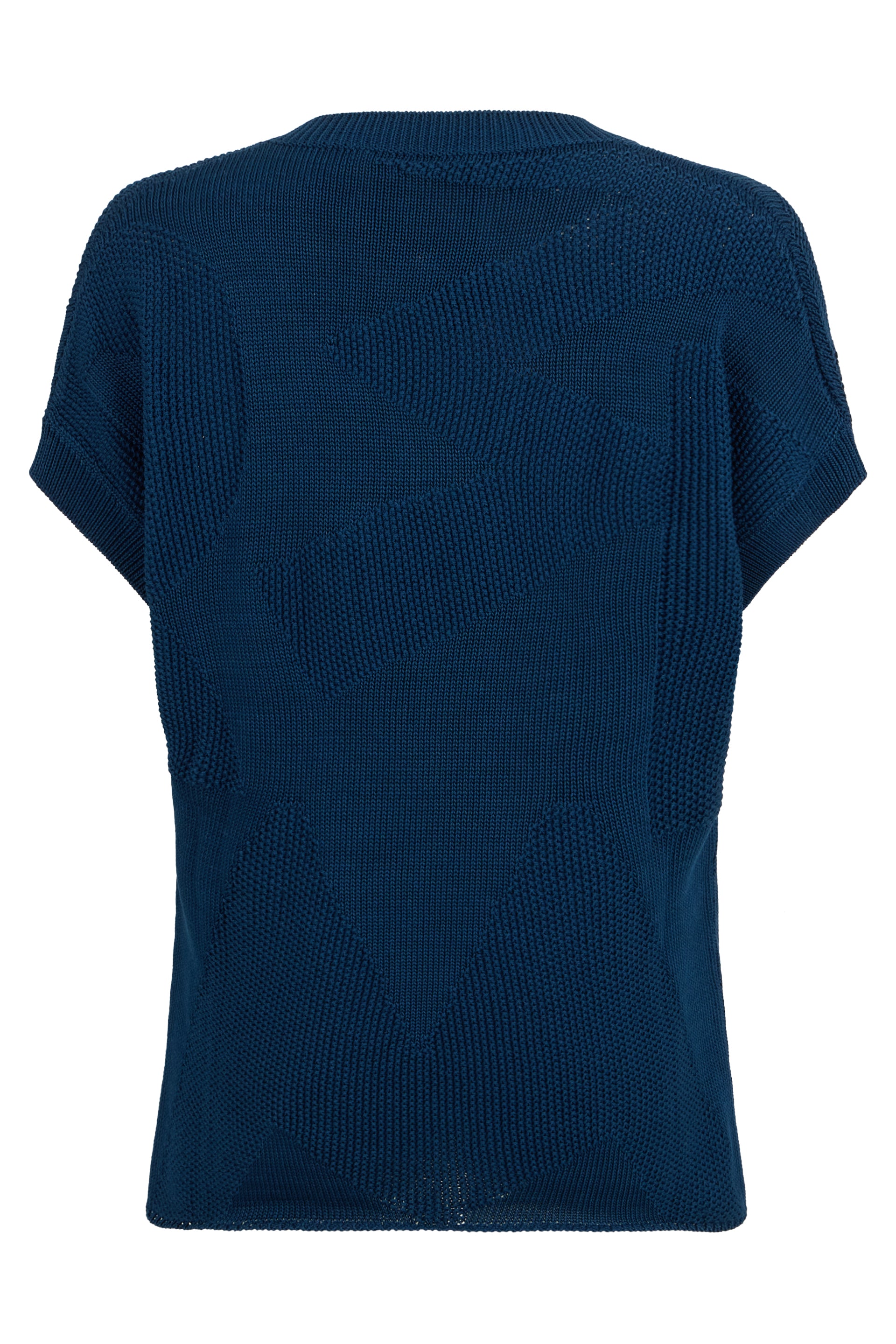 Dark blue sweater with short sleeves, comfortable and versatile.