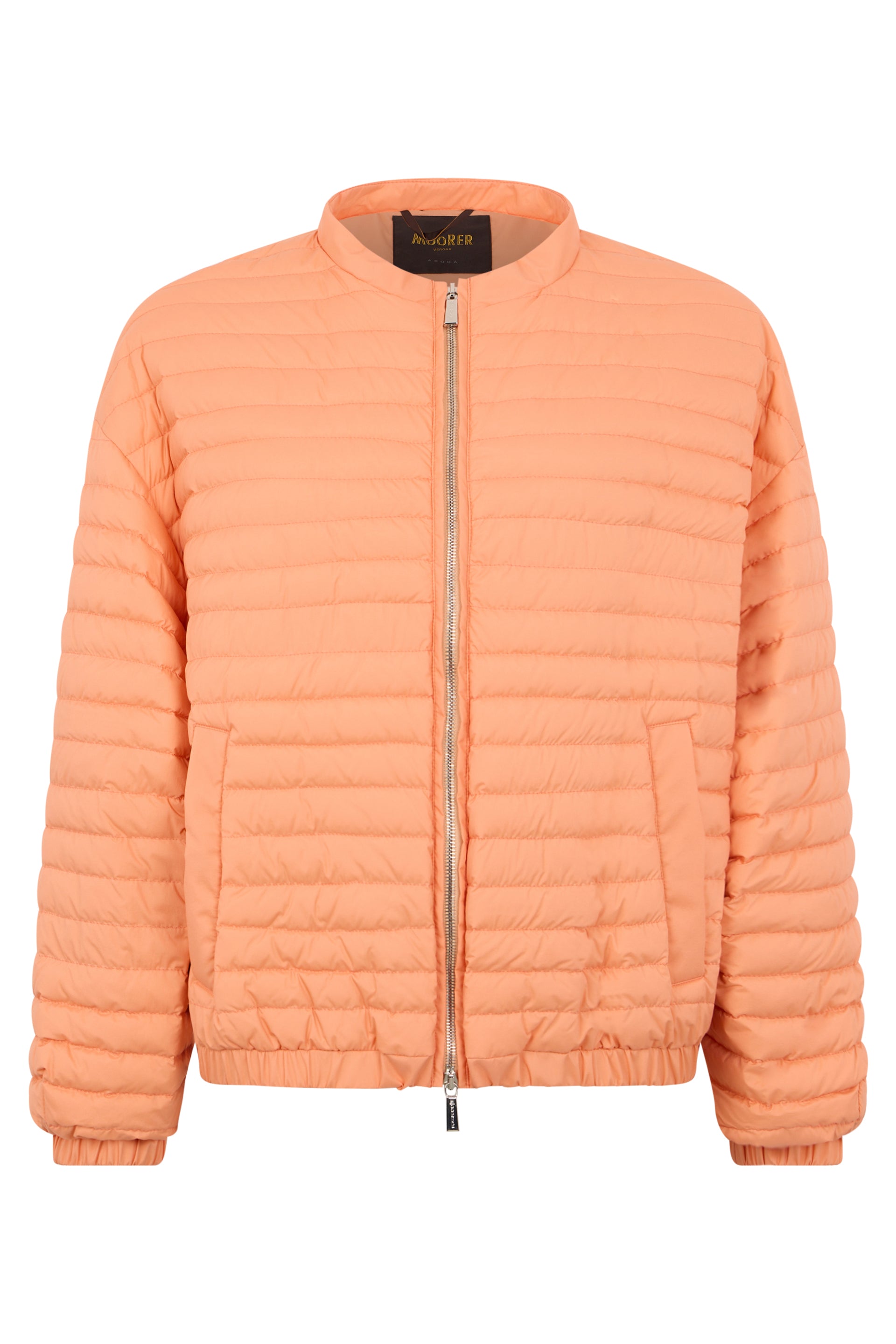 Padded jacket in salmon color with modern zip.