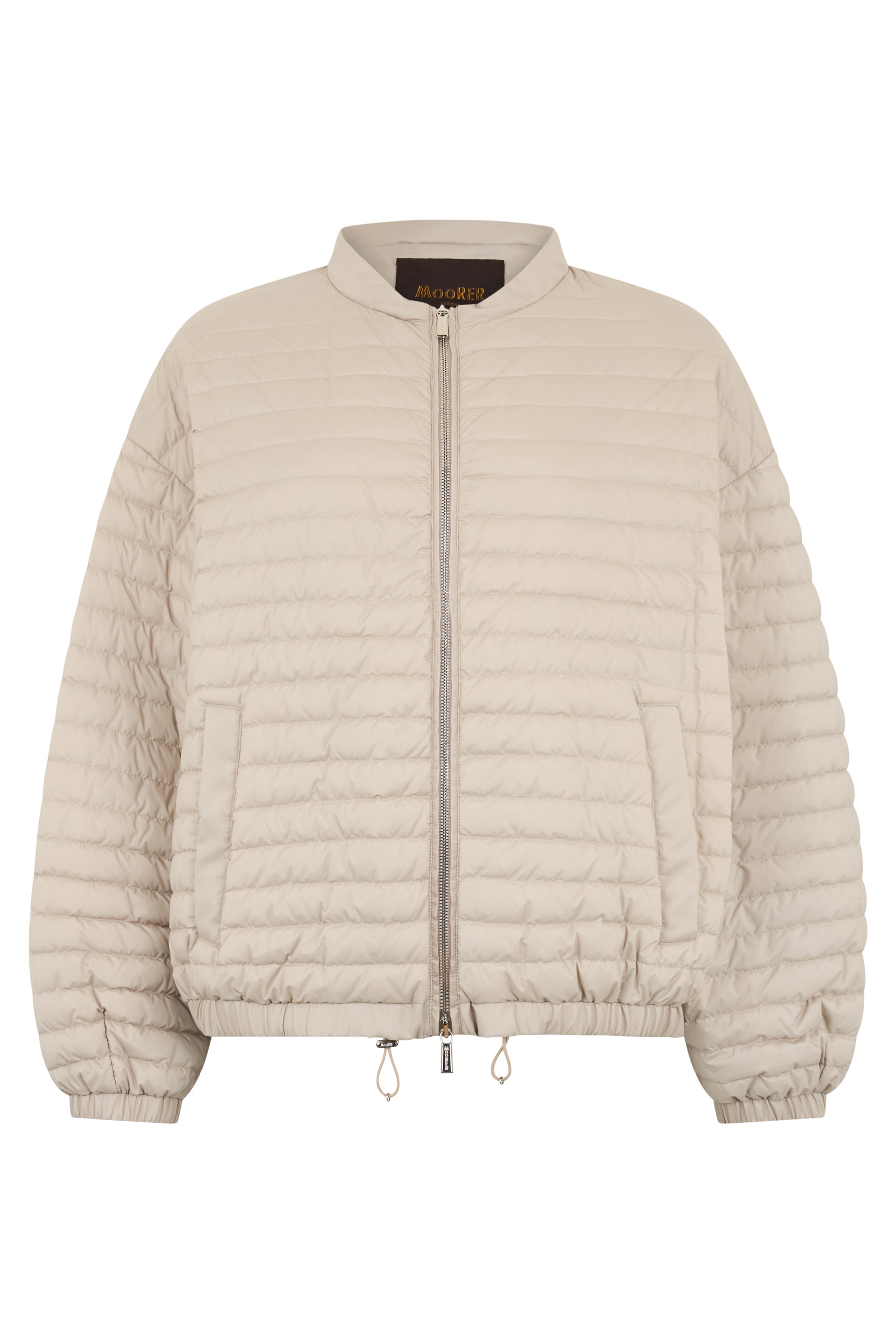 Winter jacket in sand color with oversized cut and zip closure.