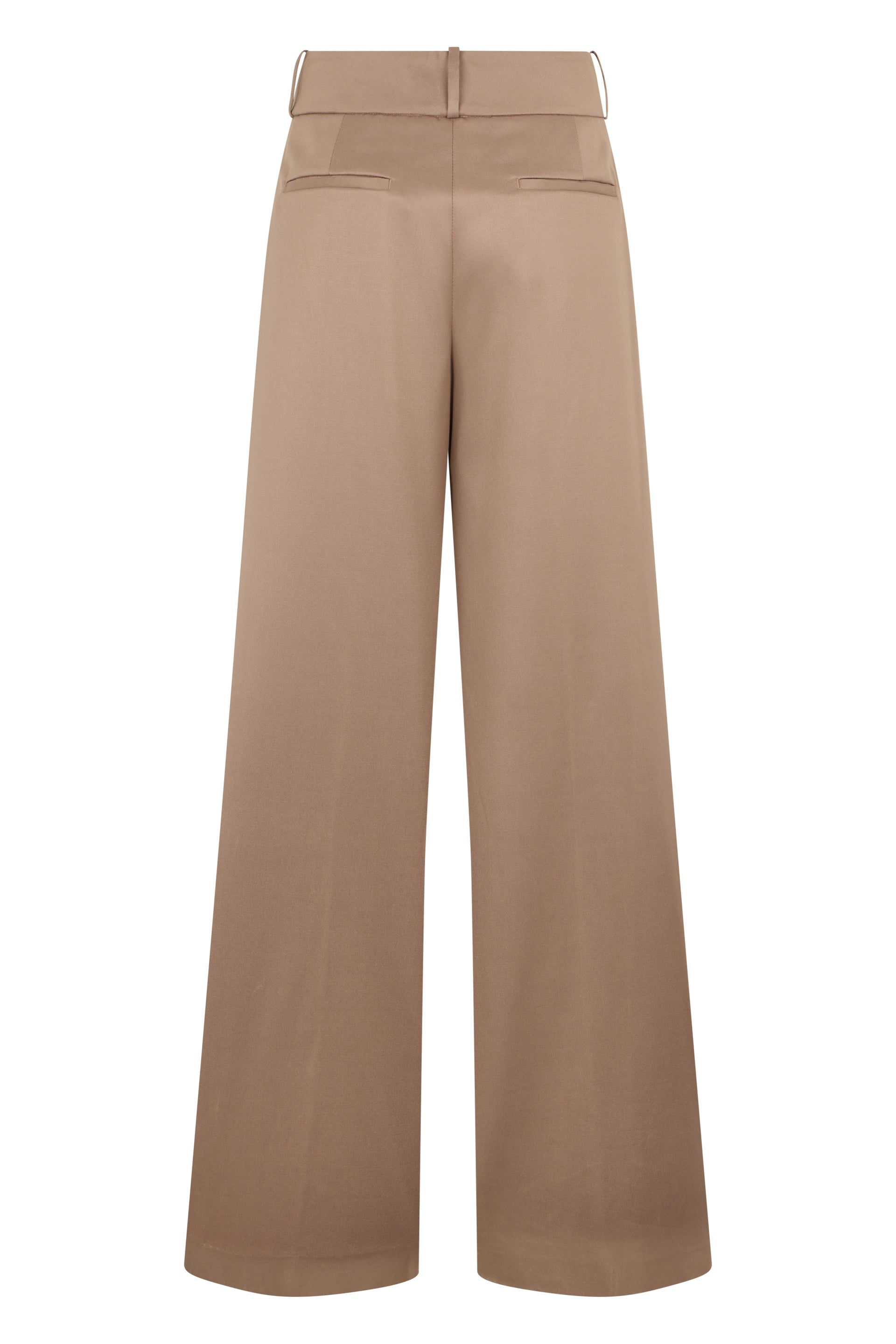 Loose beige pants with a high waist and elegant design.