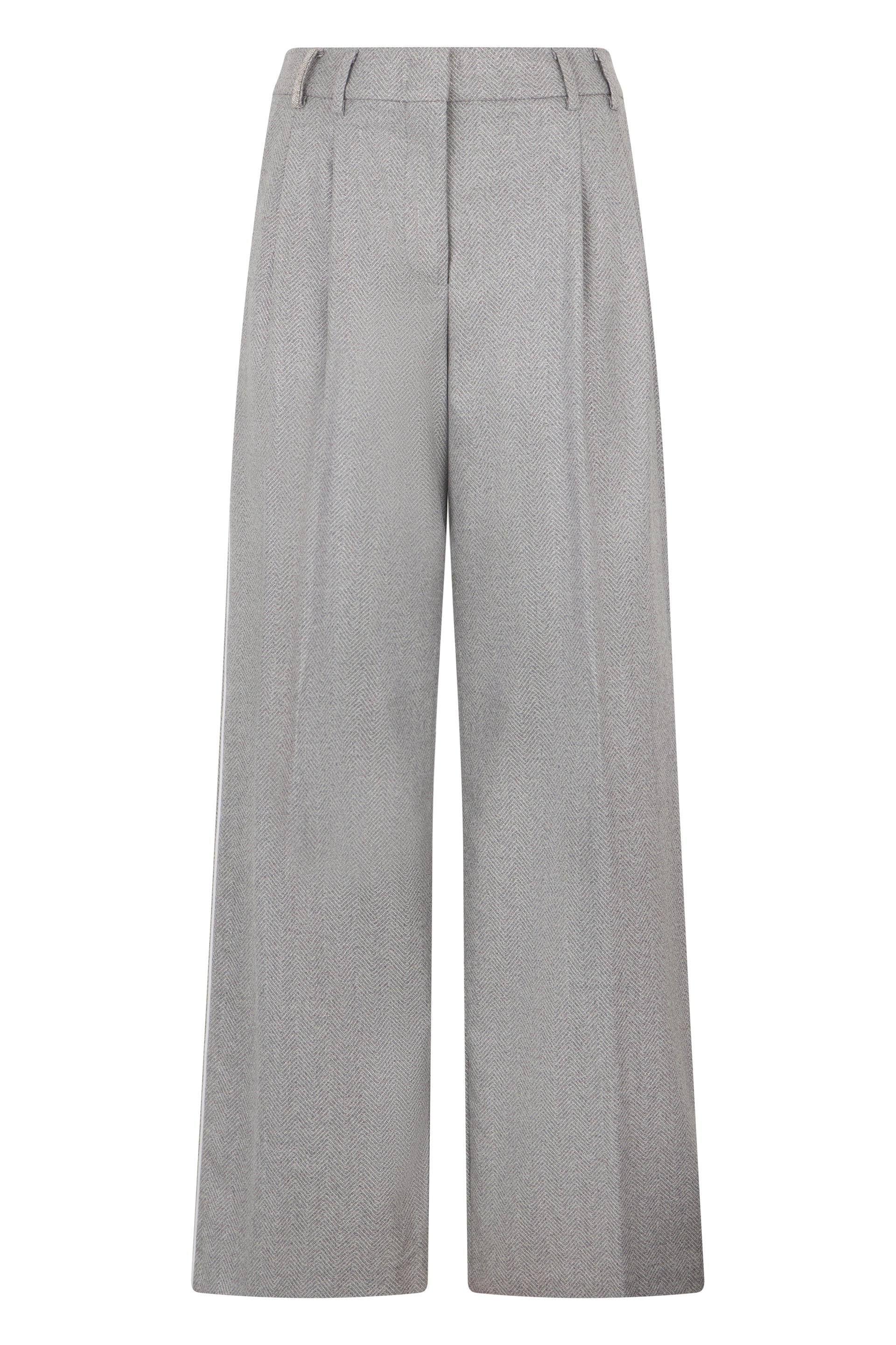 Gray pants with a straight and wide cut, minimal and versatile.