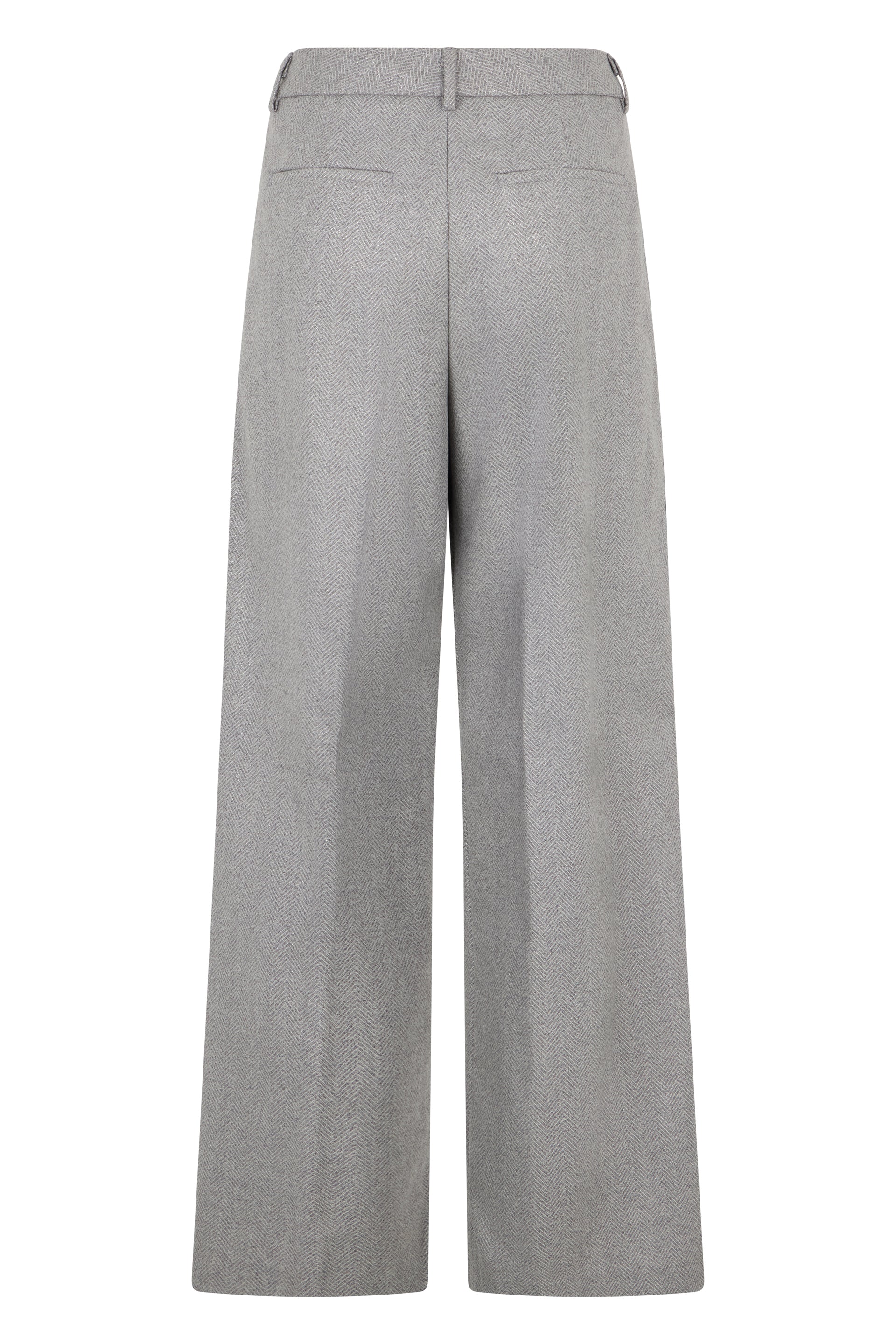 Gray pants with a straight and wide cut, minimal and versatile.