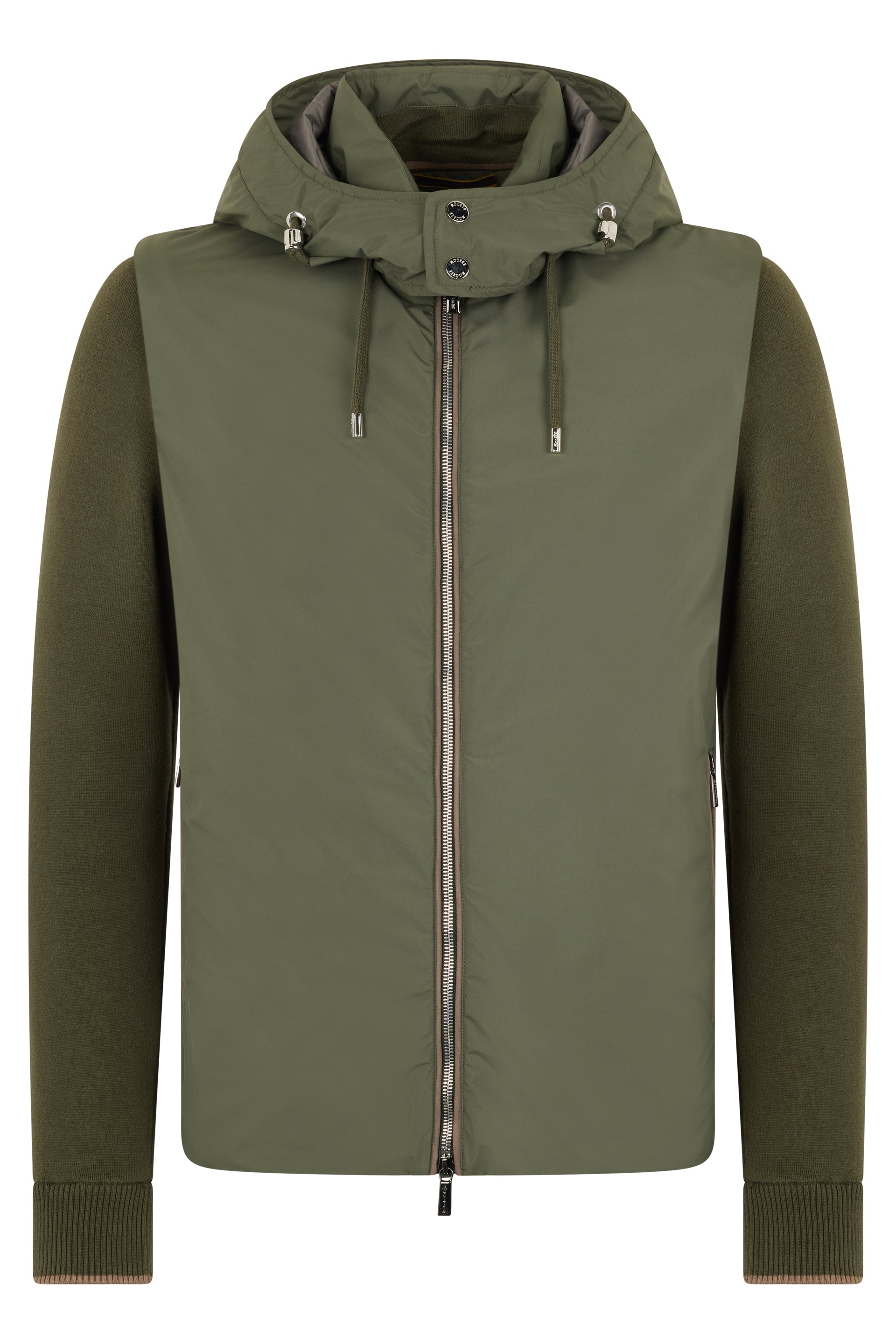 Jacket with hood olive green, modern style