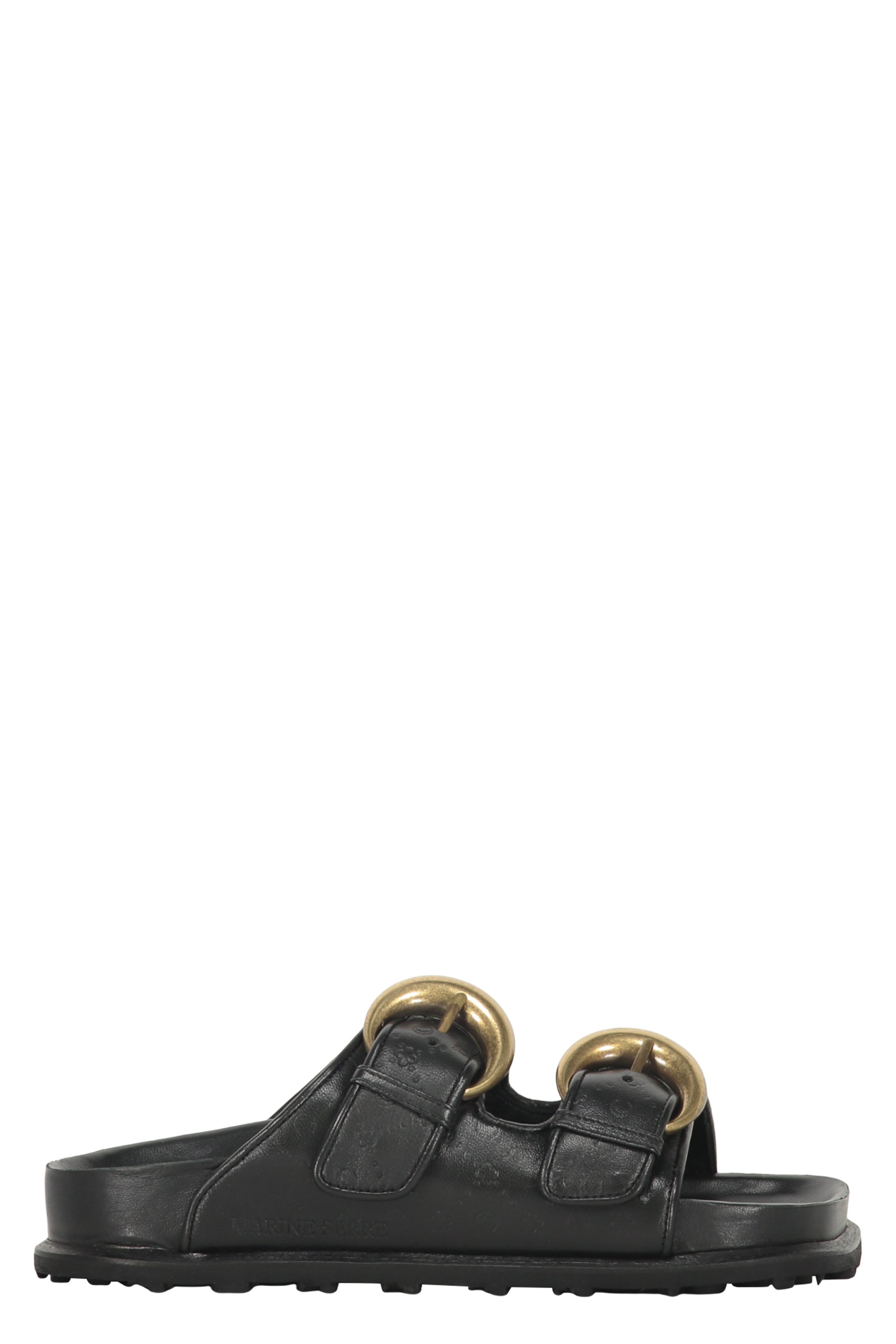 Leather slides with logo