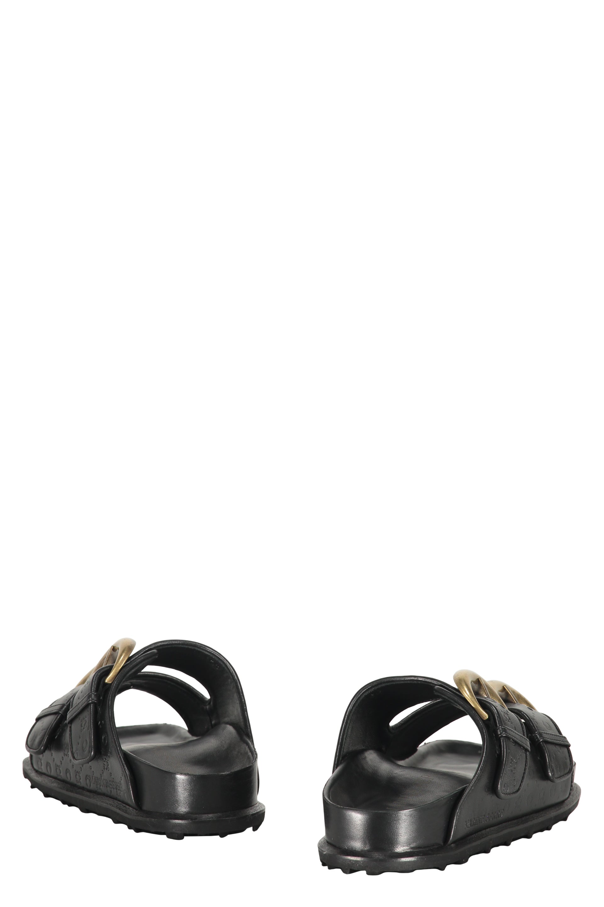 Leather slides with logo