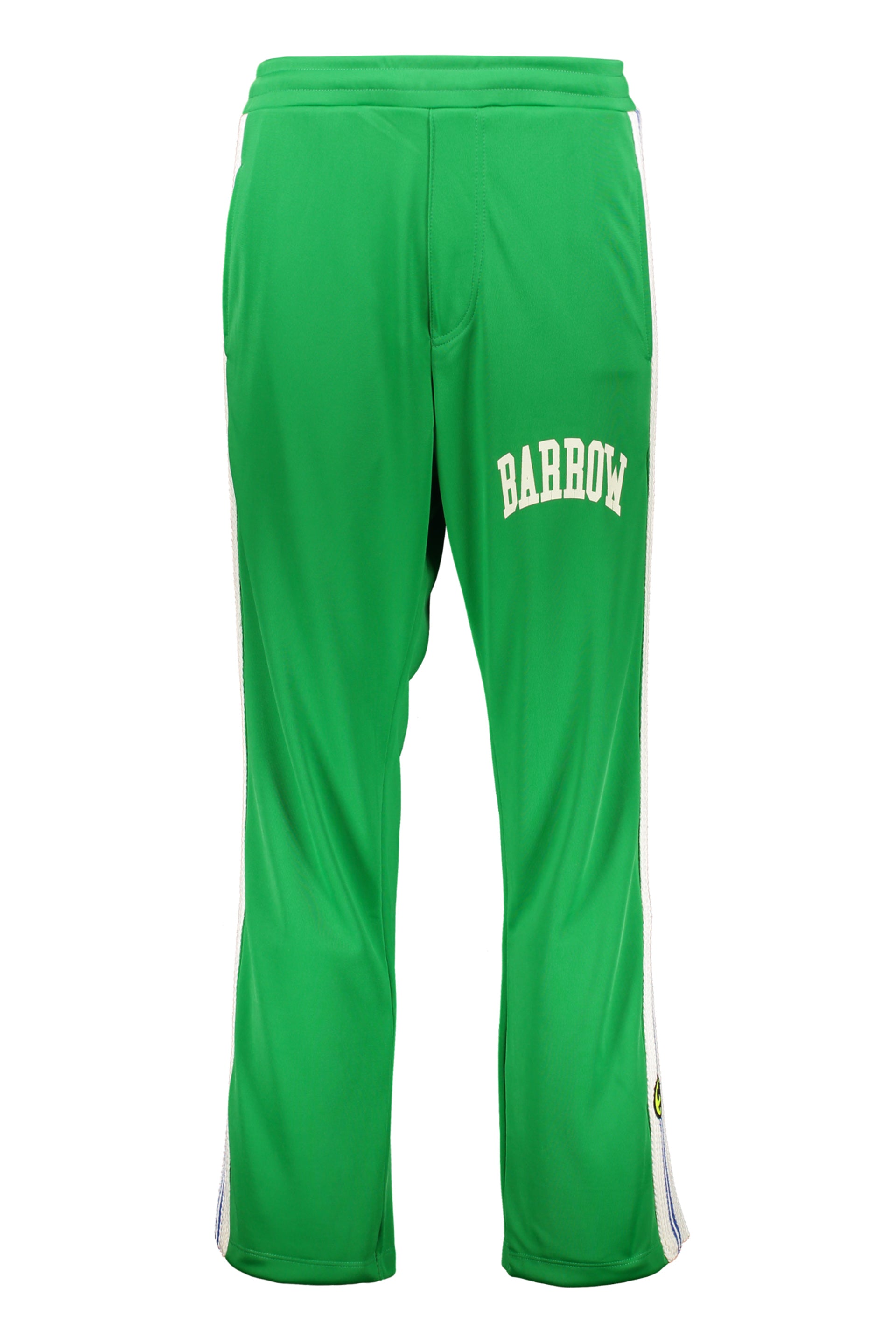 Long green sports pants with logo