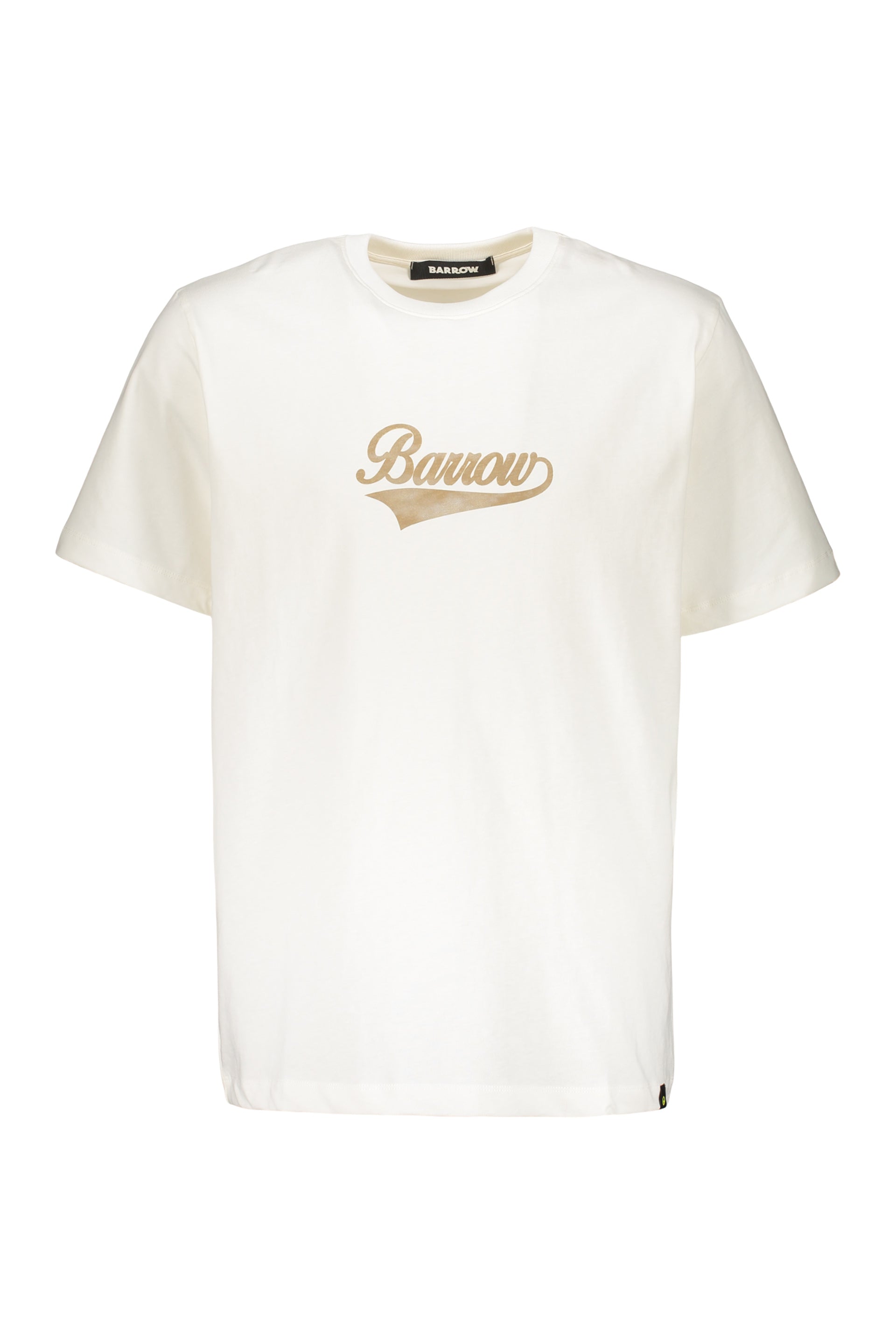 White t-shirt with elegant gold print and comfortable