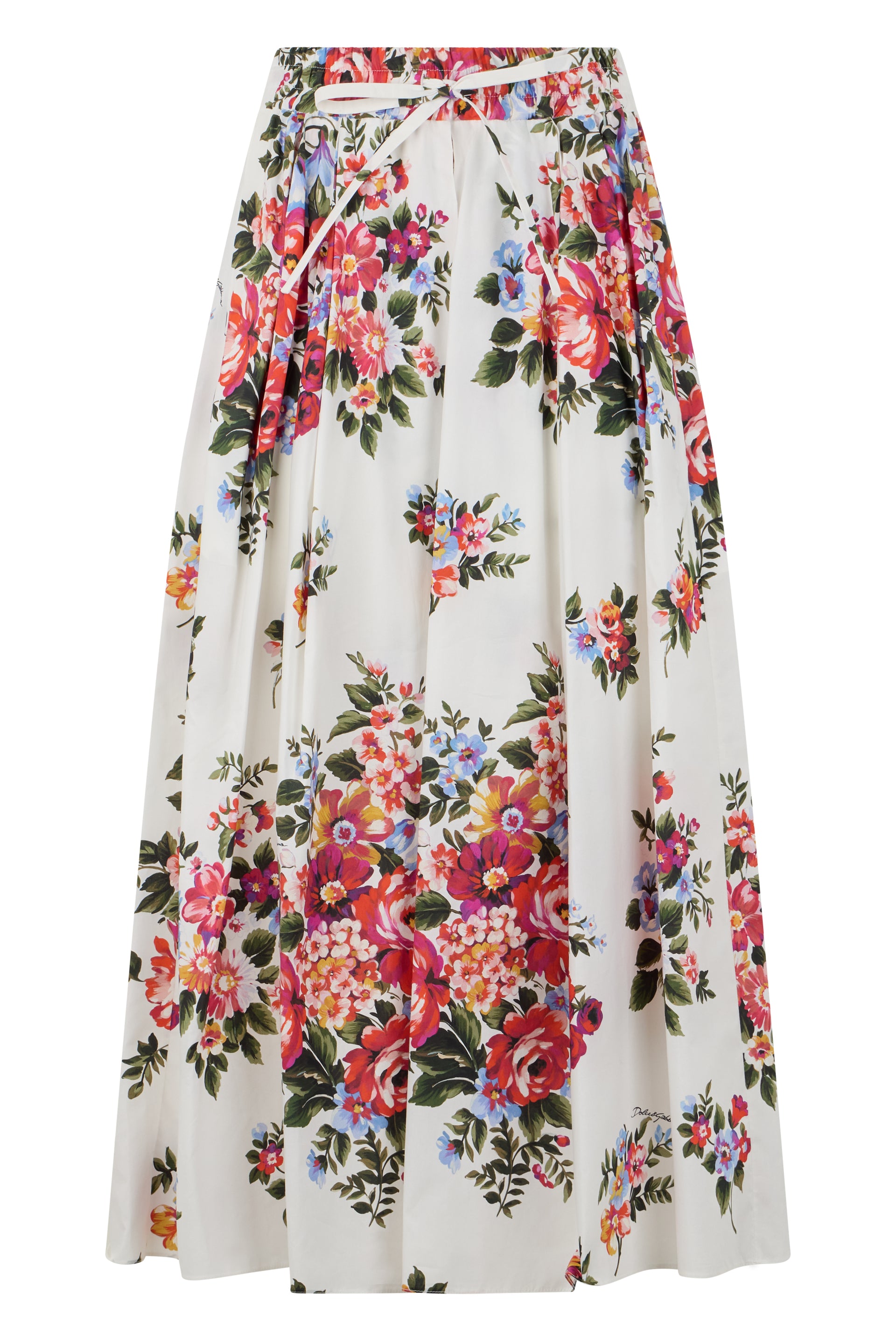 Long dress in printed poplin flower bouquet