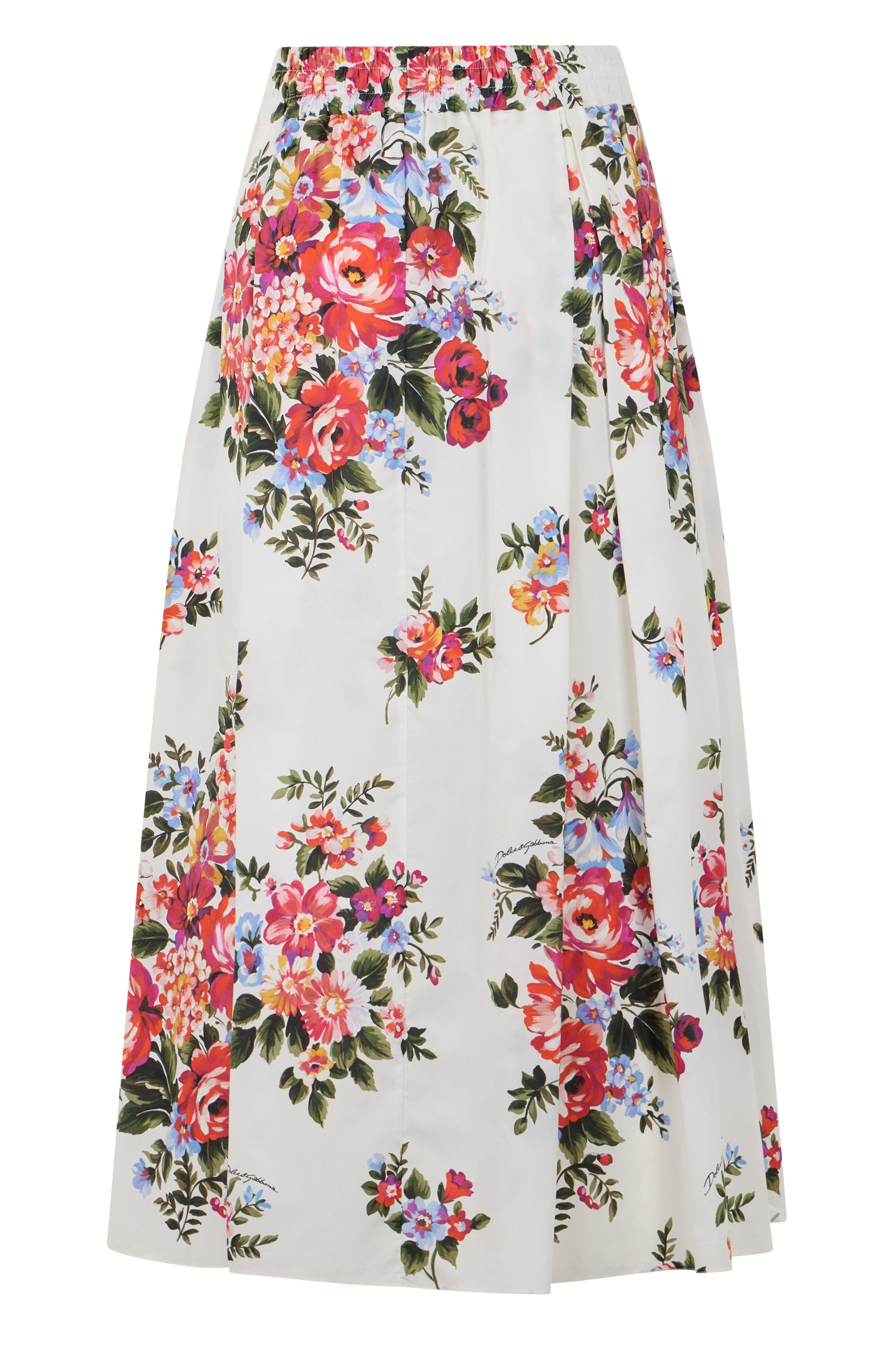 Long dress in printed poplin flower bouquet