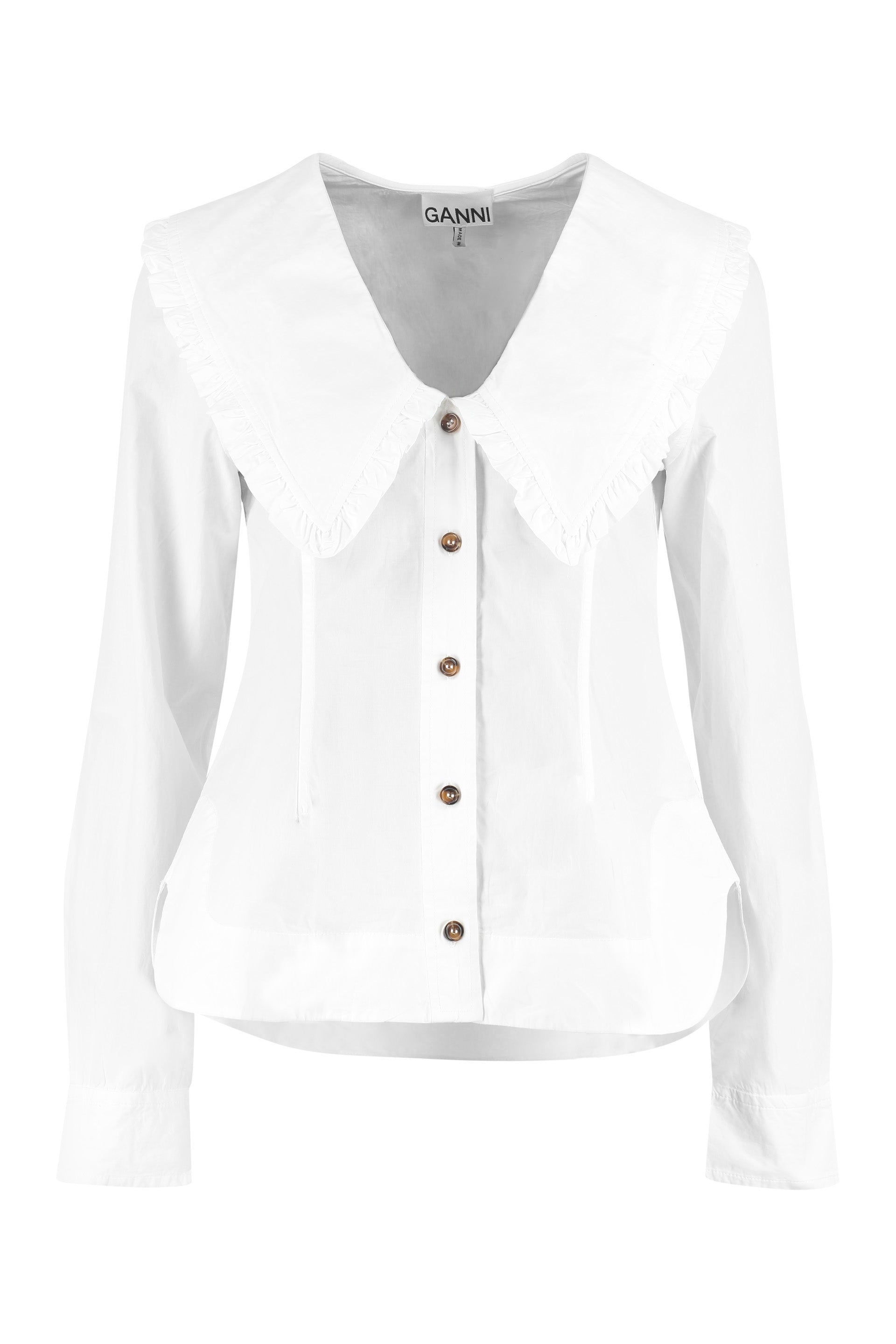 Maxi collar cotton shirt