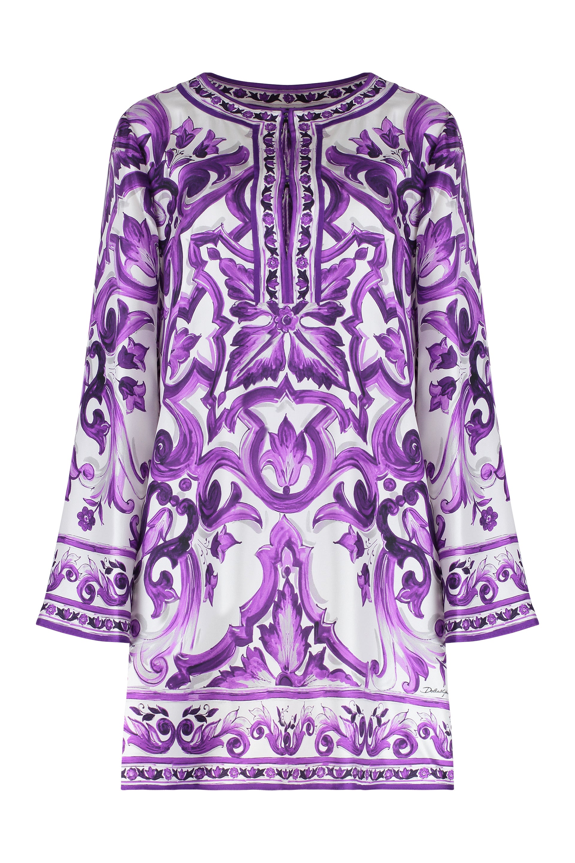 Printed silk mini dress