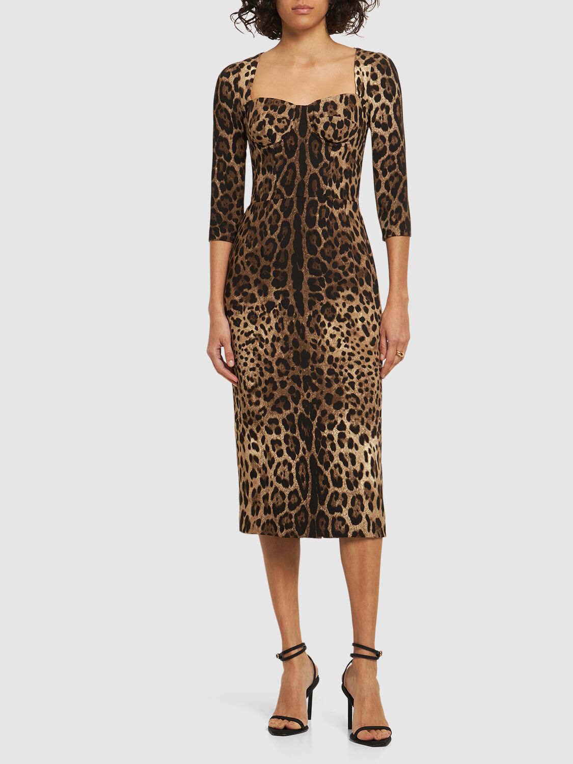 Elegant animal print midi dress