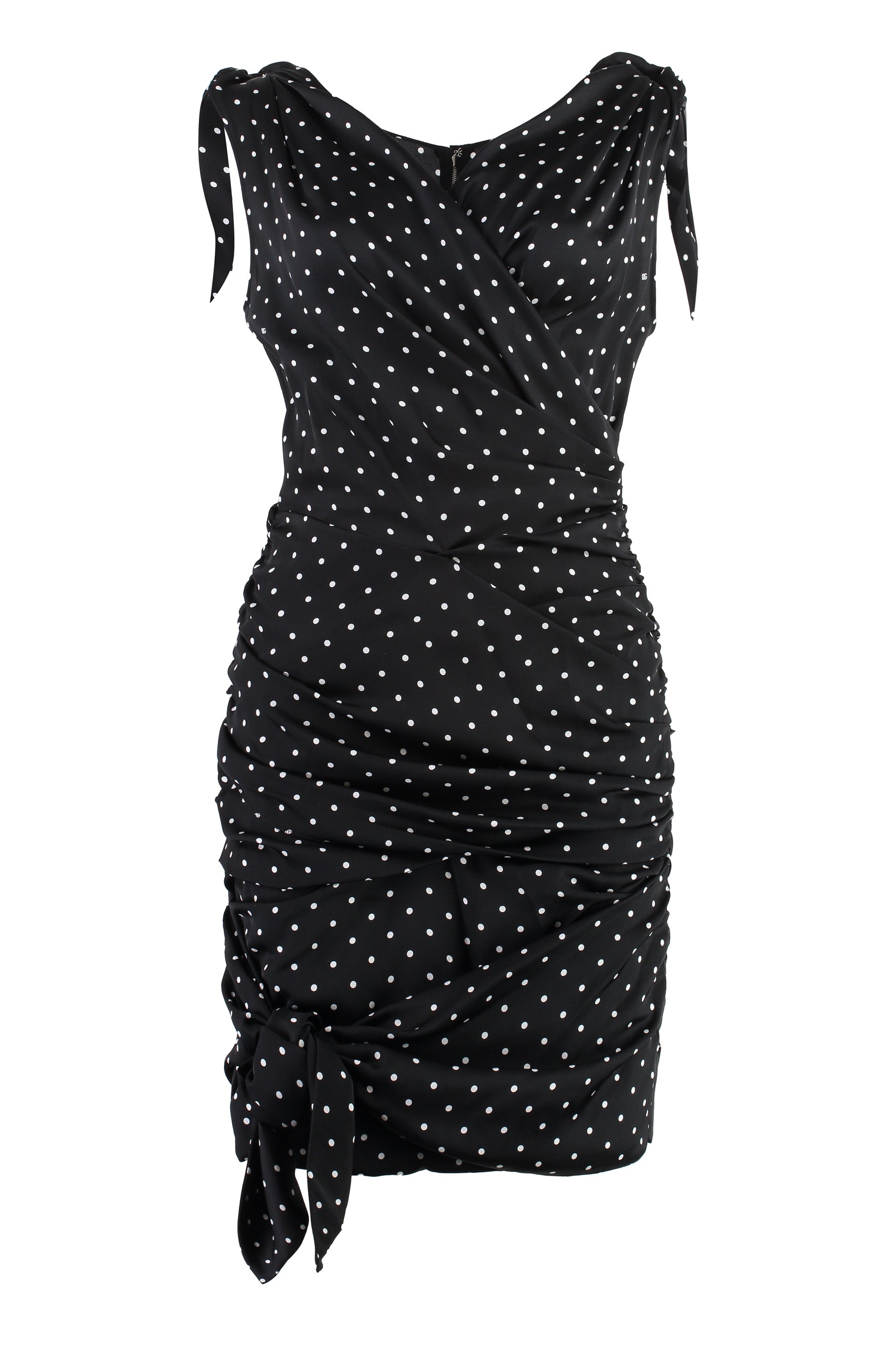 Polka-dot print silk mini dress