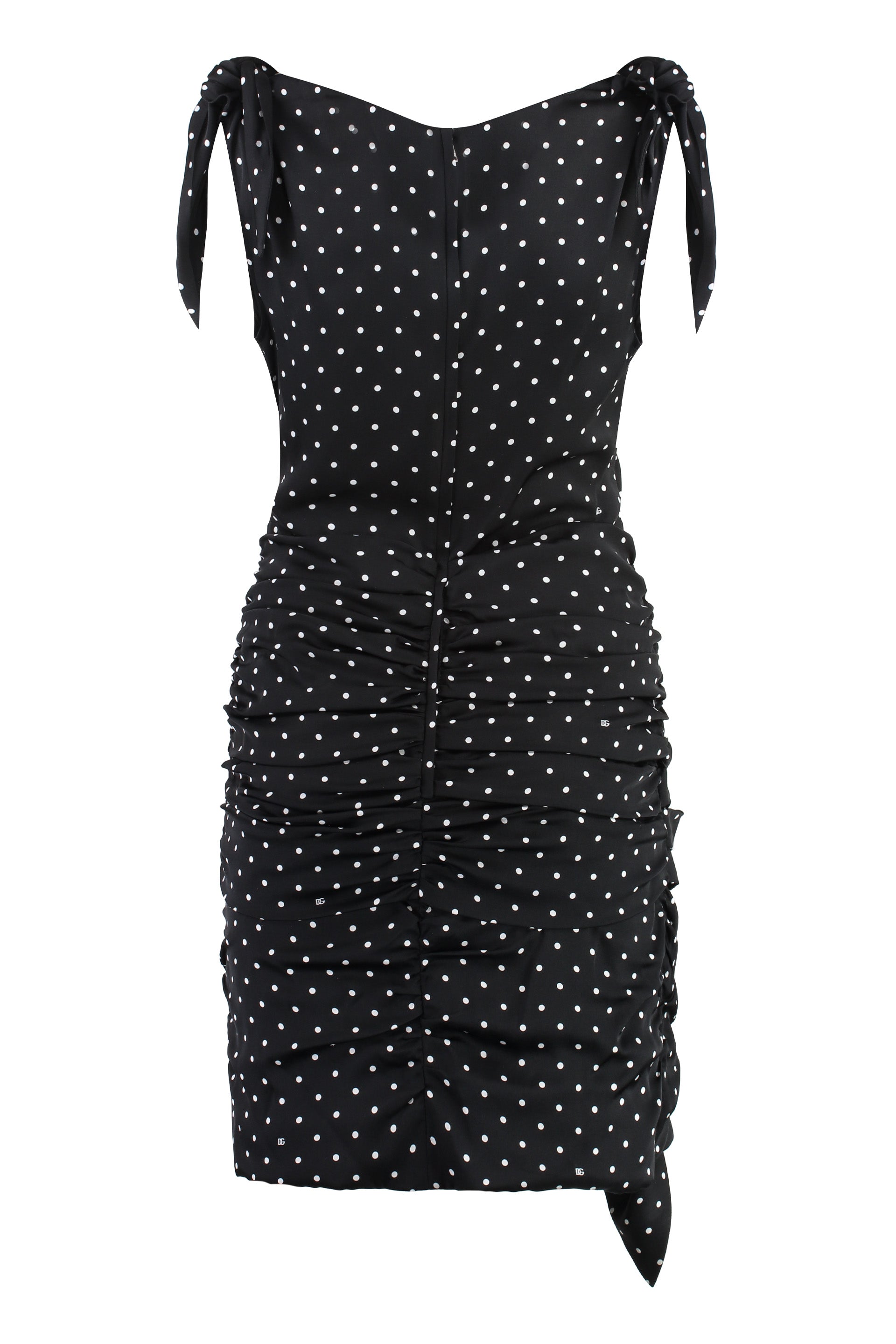 Polka-dot print silk mini dress