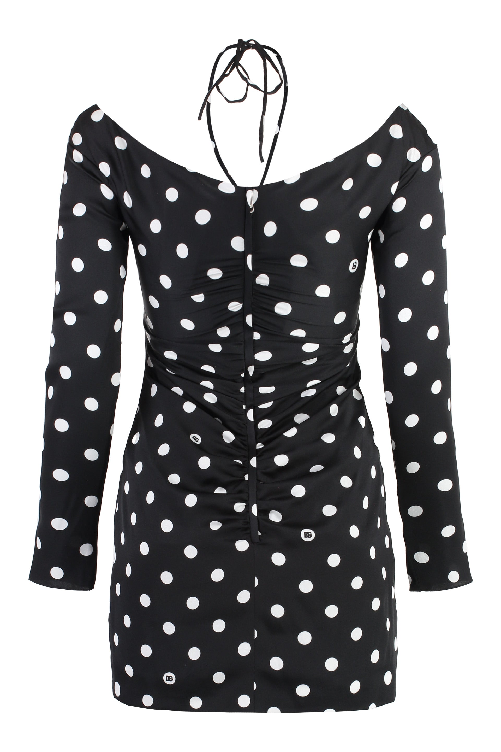 Polka-dot print silk mini dress