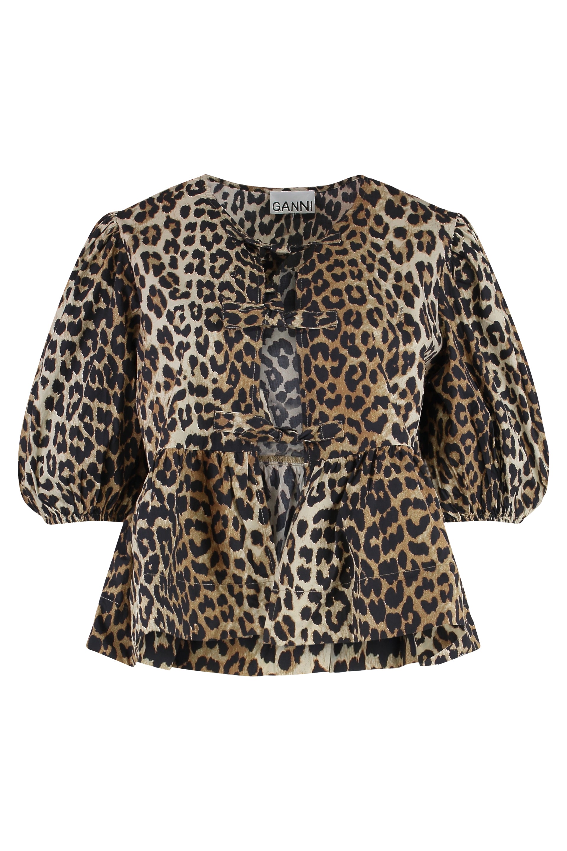 Blouse in cotton poplin with leopard print