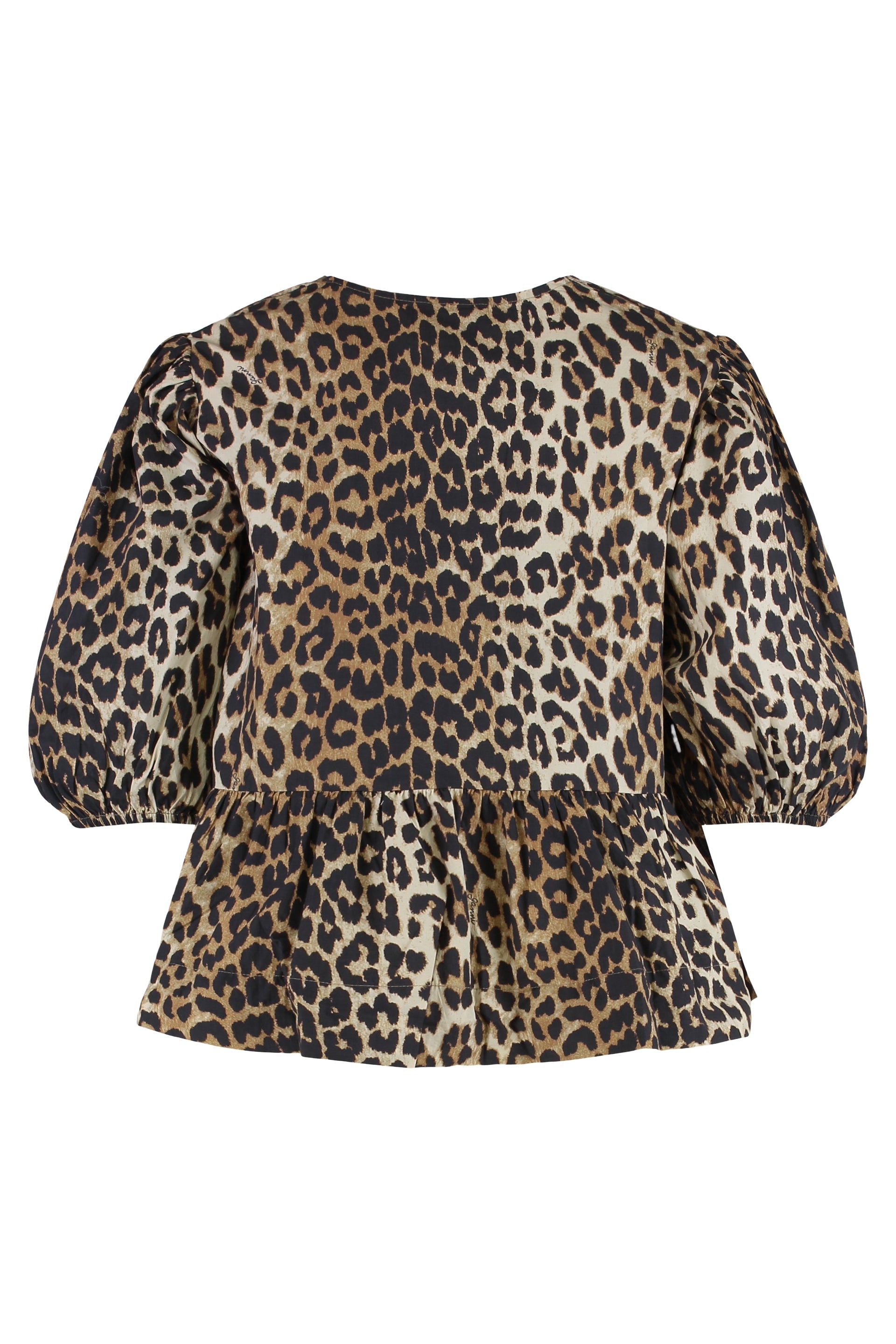 Blouse in cotton poplin with leopard print