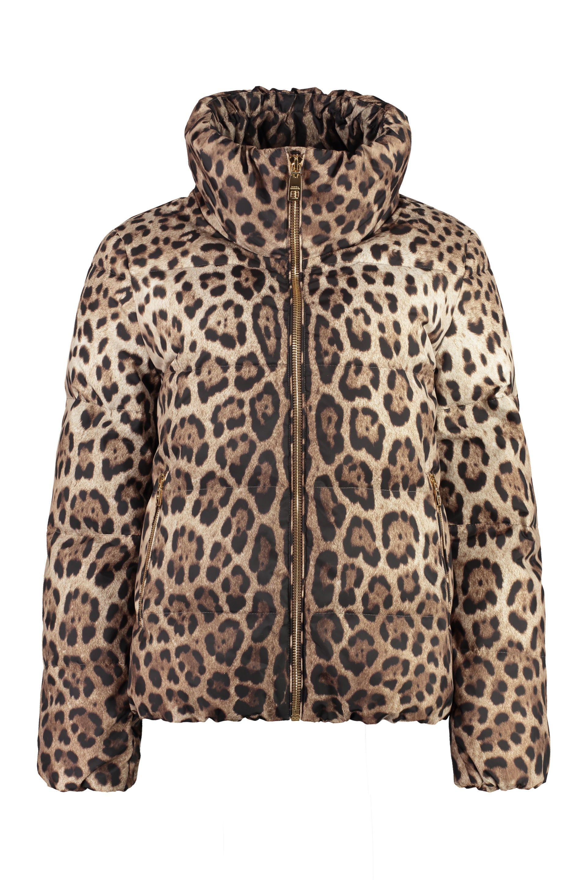 Leopard print short down jacket