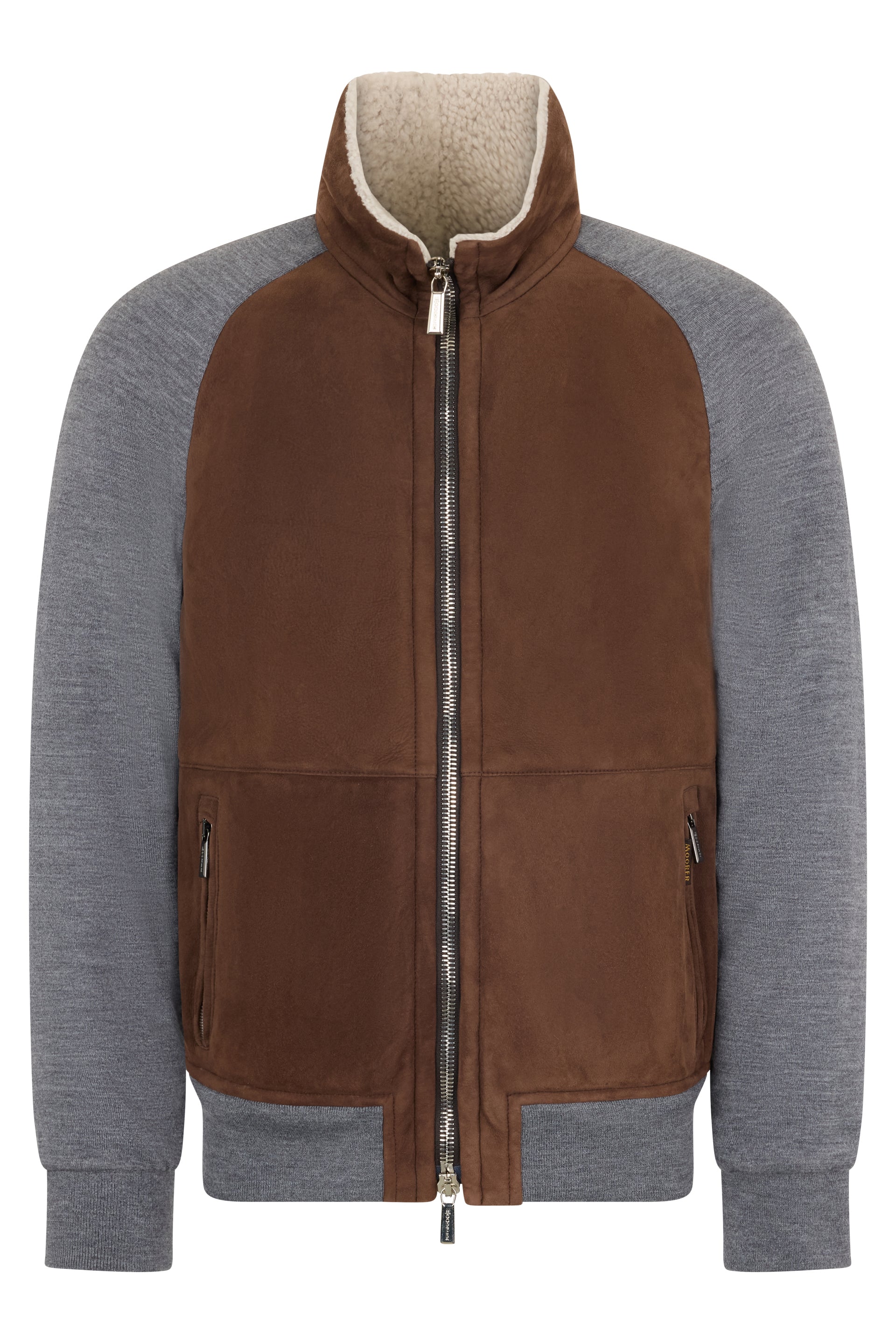 Suede jacket with front zipper