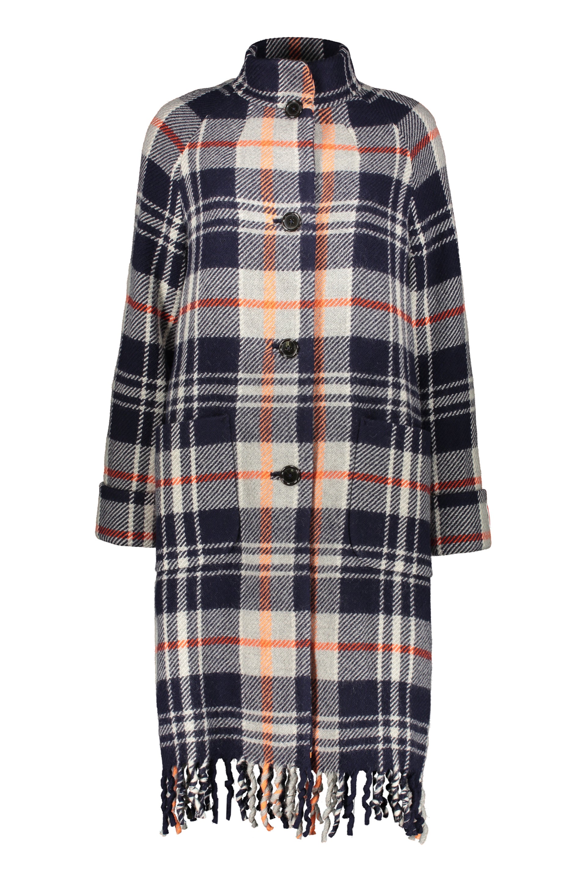 Checked wool coat