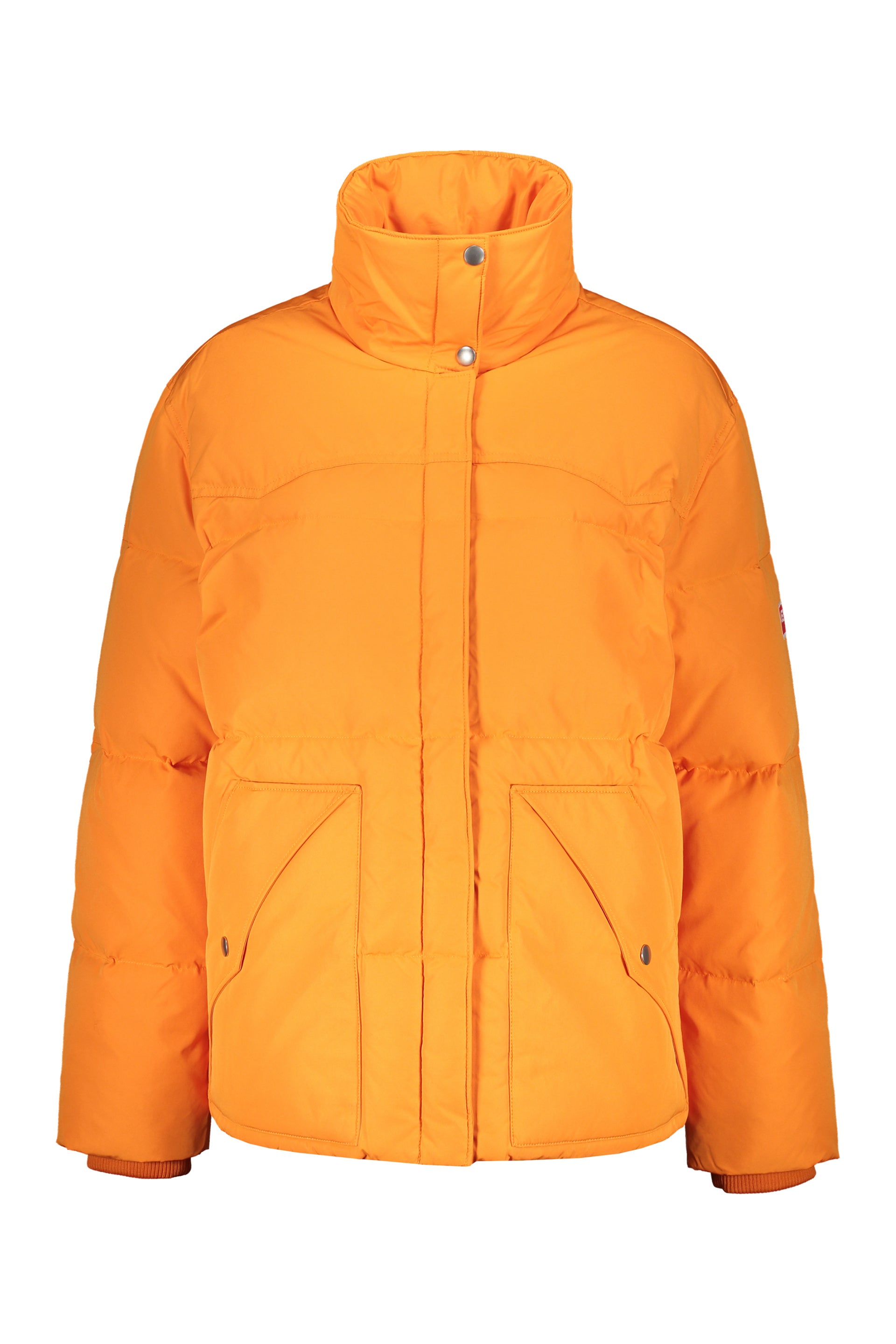 Zip and snap button fastening down jacket