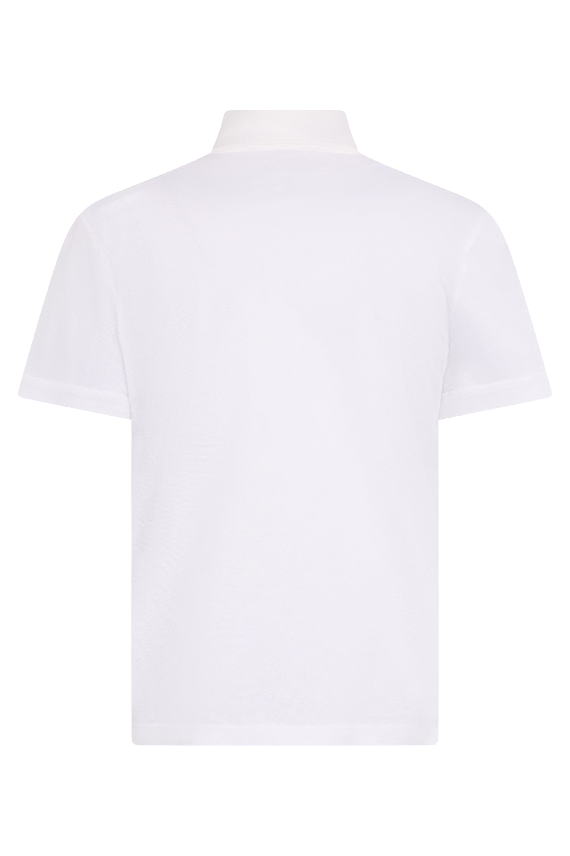 White polo shirt with short sleeves, casual and versatile.
