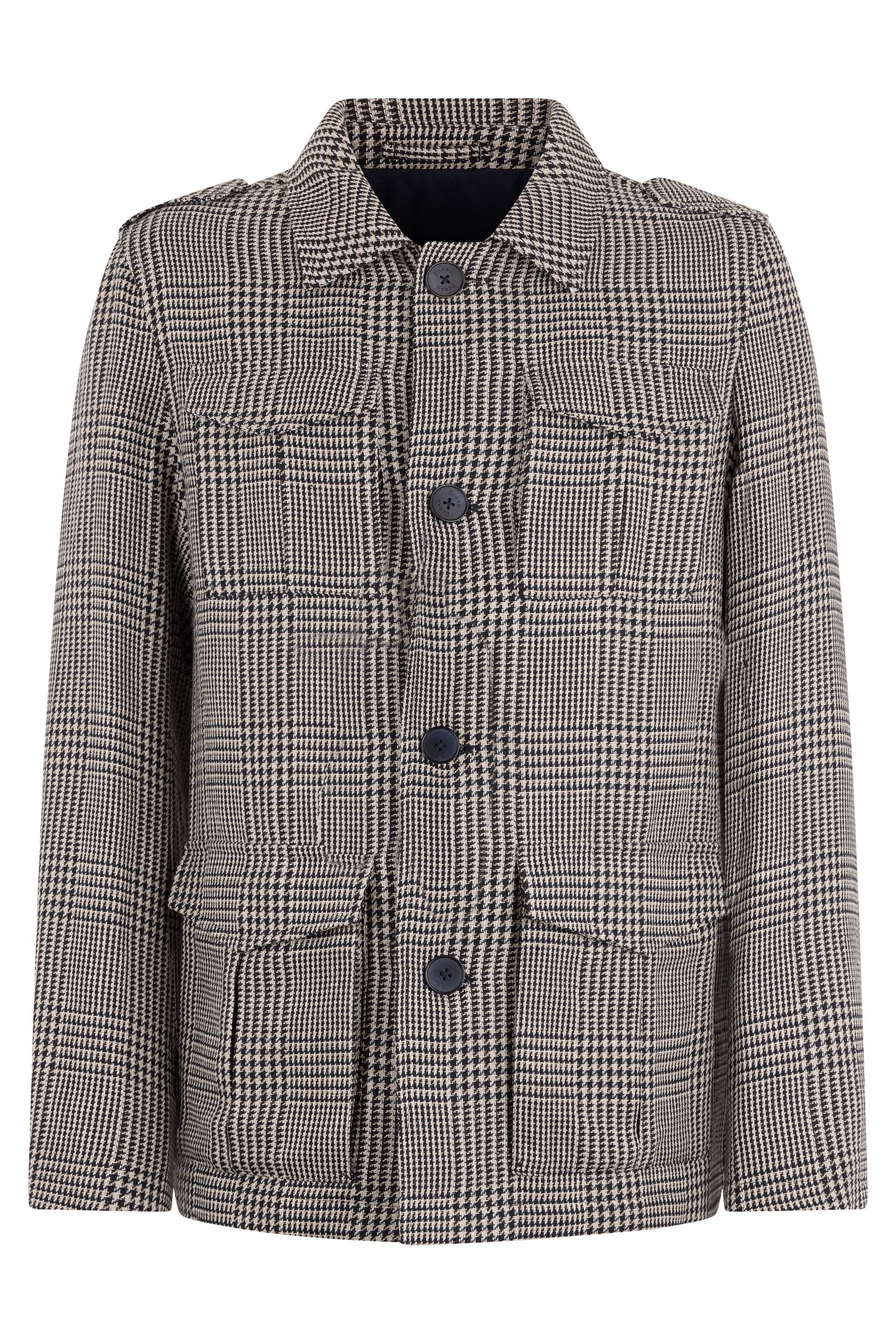 Elegant checked jacket with classic collar