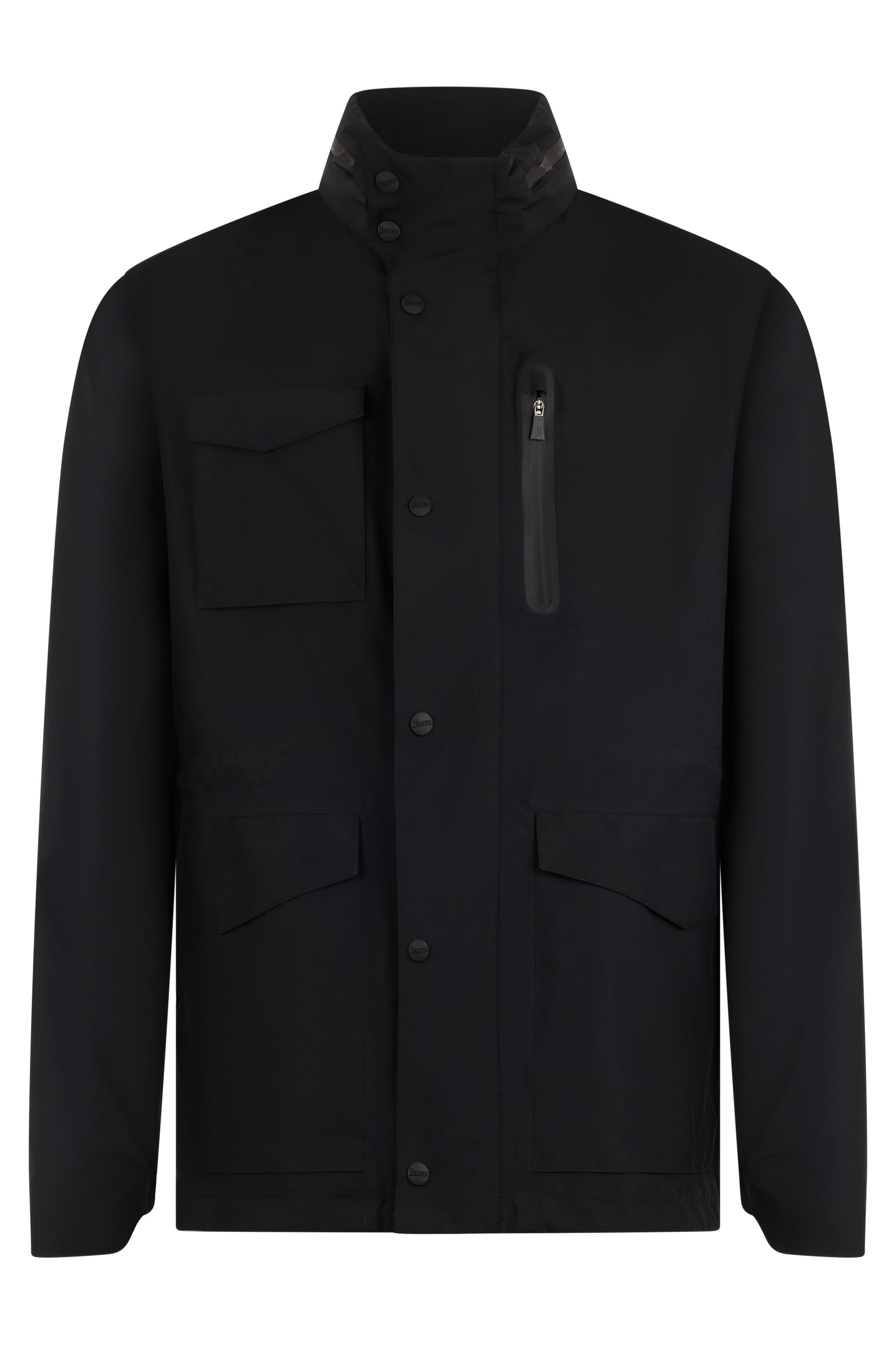 Black jacket with high collar