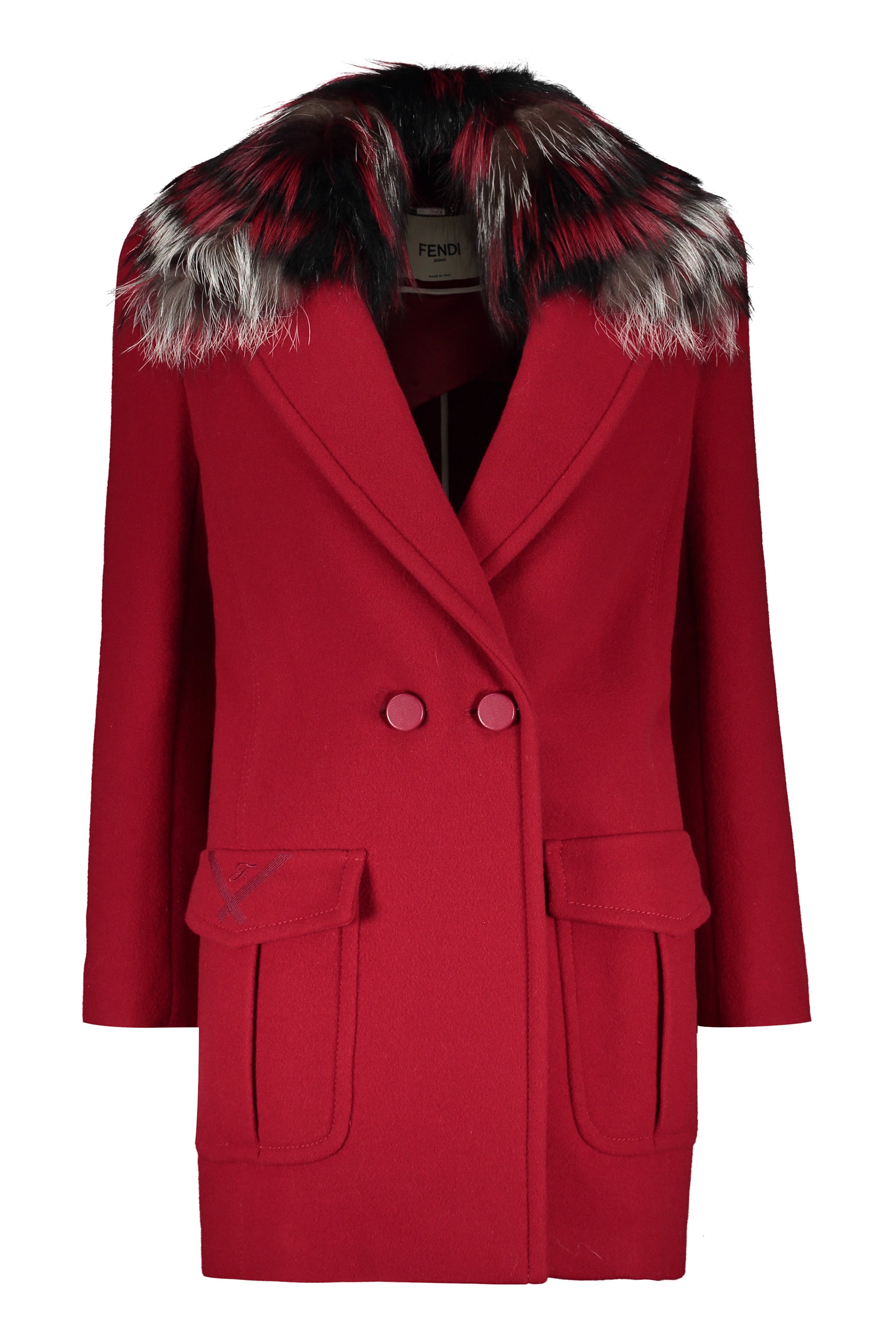 Virgin wool coat with fox fur