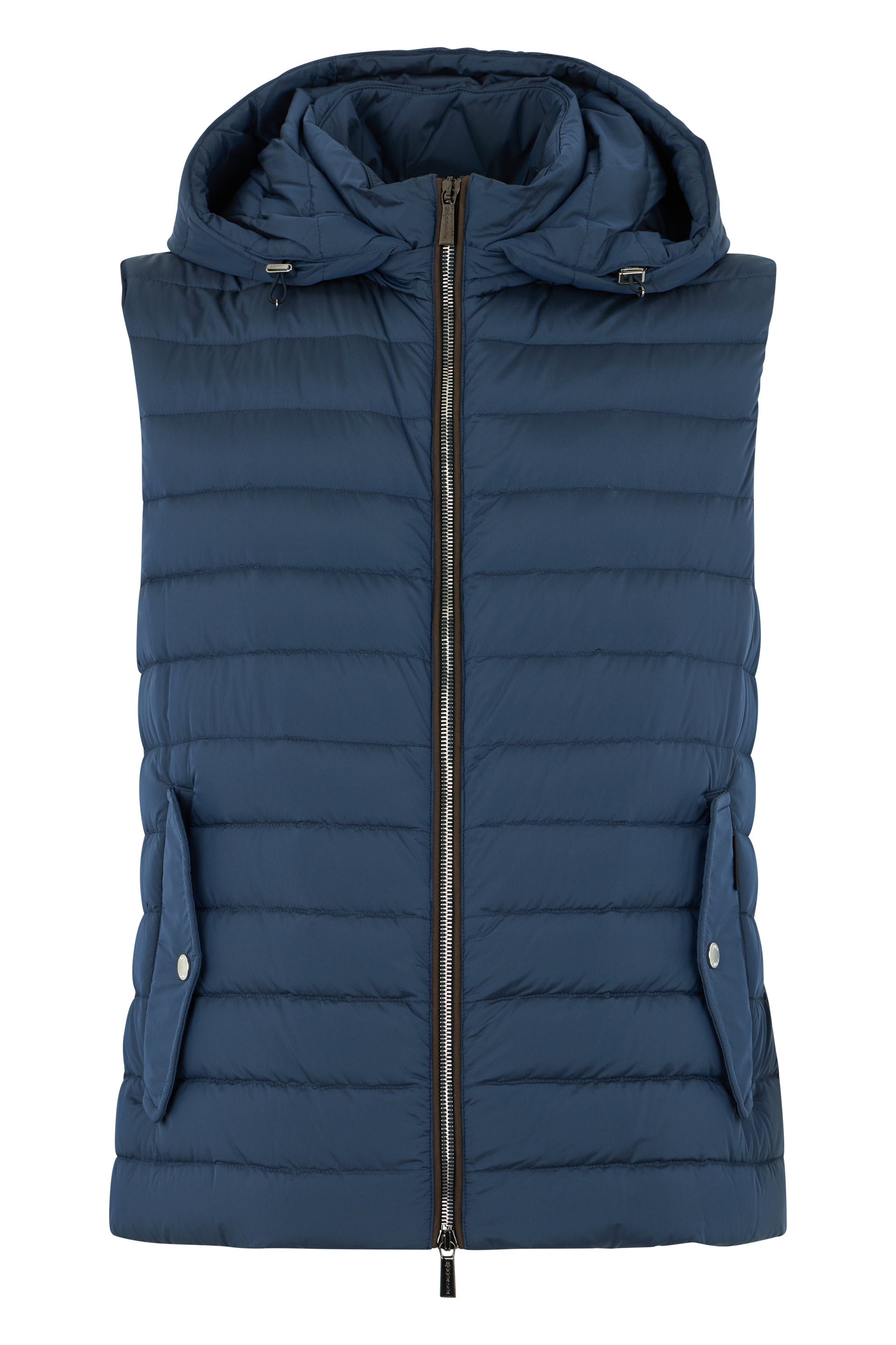 Blue vest with zipper and elegant hood