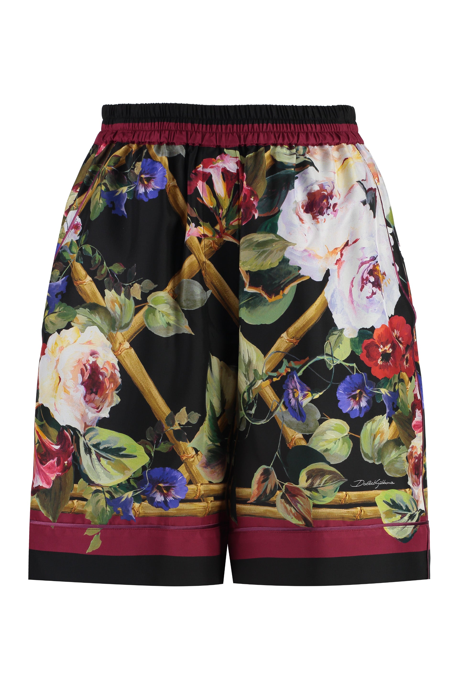 Printed silk shorts