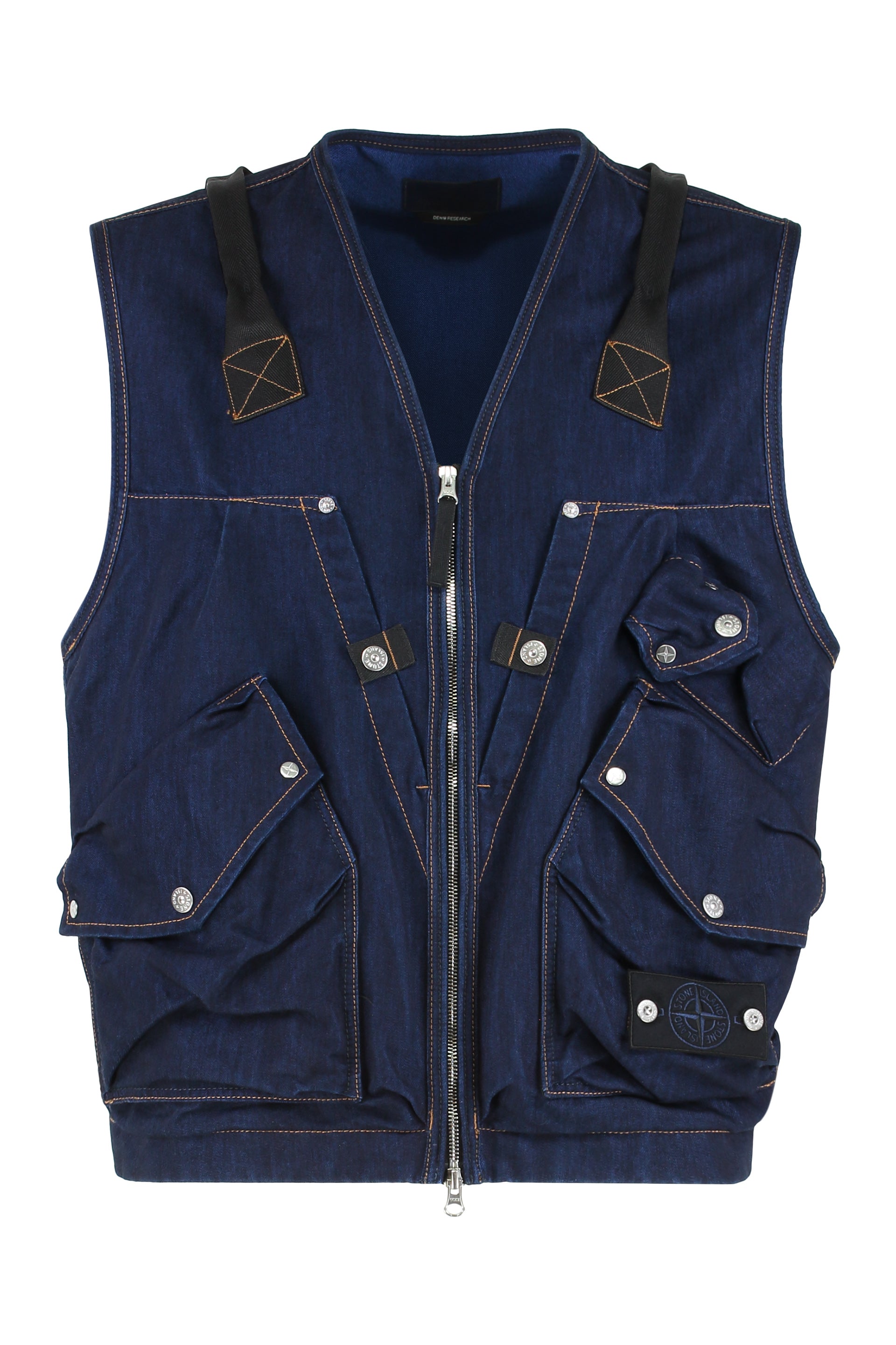 Denim Research - Denim gilet with zip and pockets