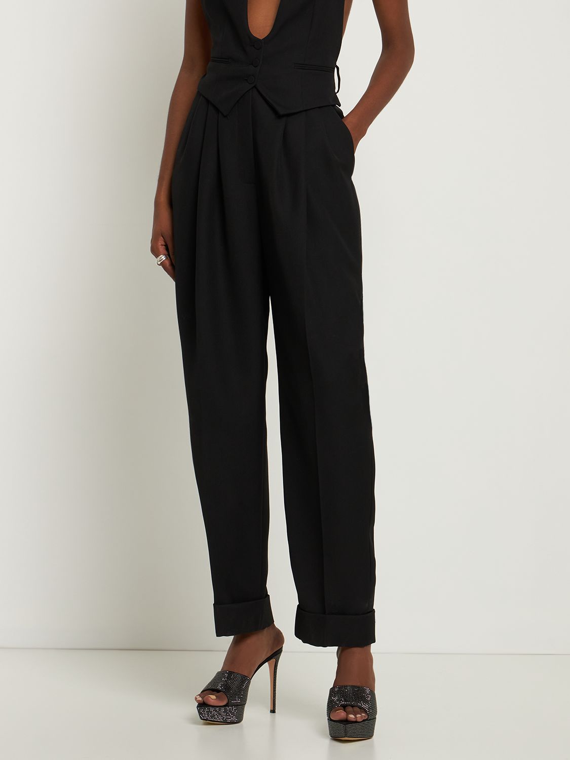 Elegant high-heeled sandals with platform